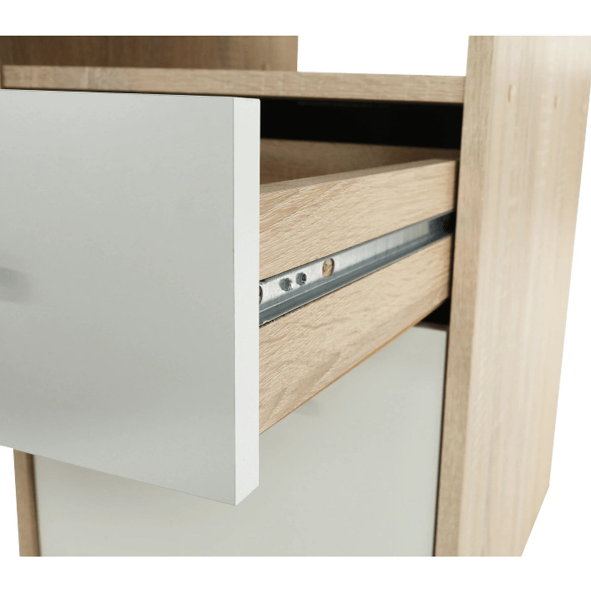 Birou de colt MAURUS NEW MA11, stejar sonoma/alb, PAL melaminat, 176/203x67x70 cm