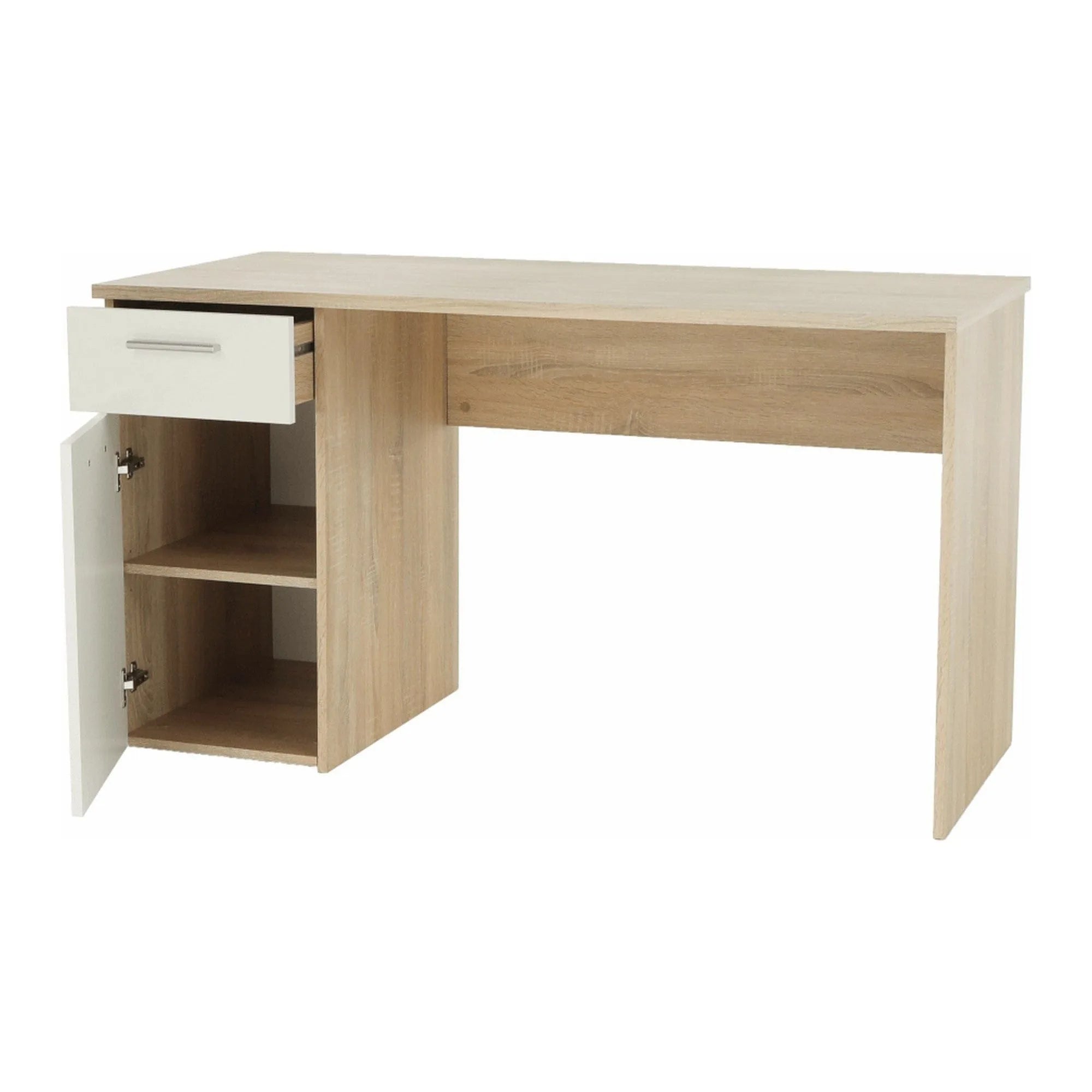 Birou EGON, stejar sonoma/alb, PAL melaminat, 137x60x76 cm