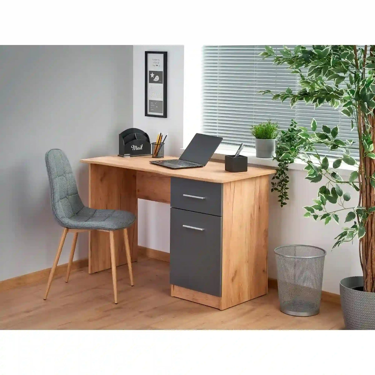 Birou ELMO, stejar wotan, PAL melaminat, 120x55x78 cm