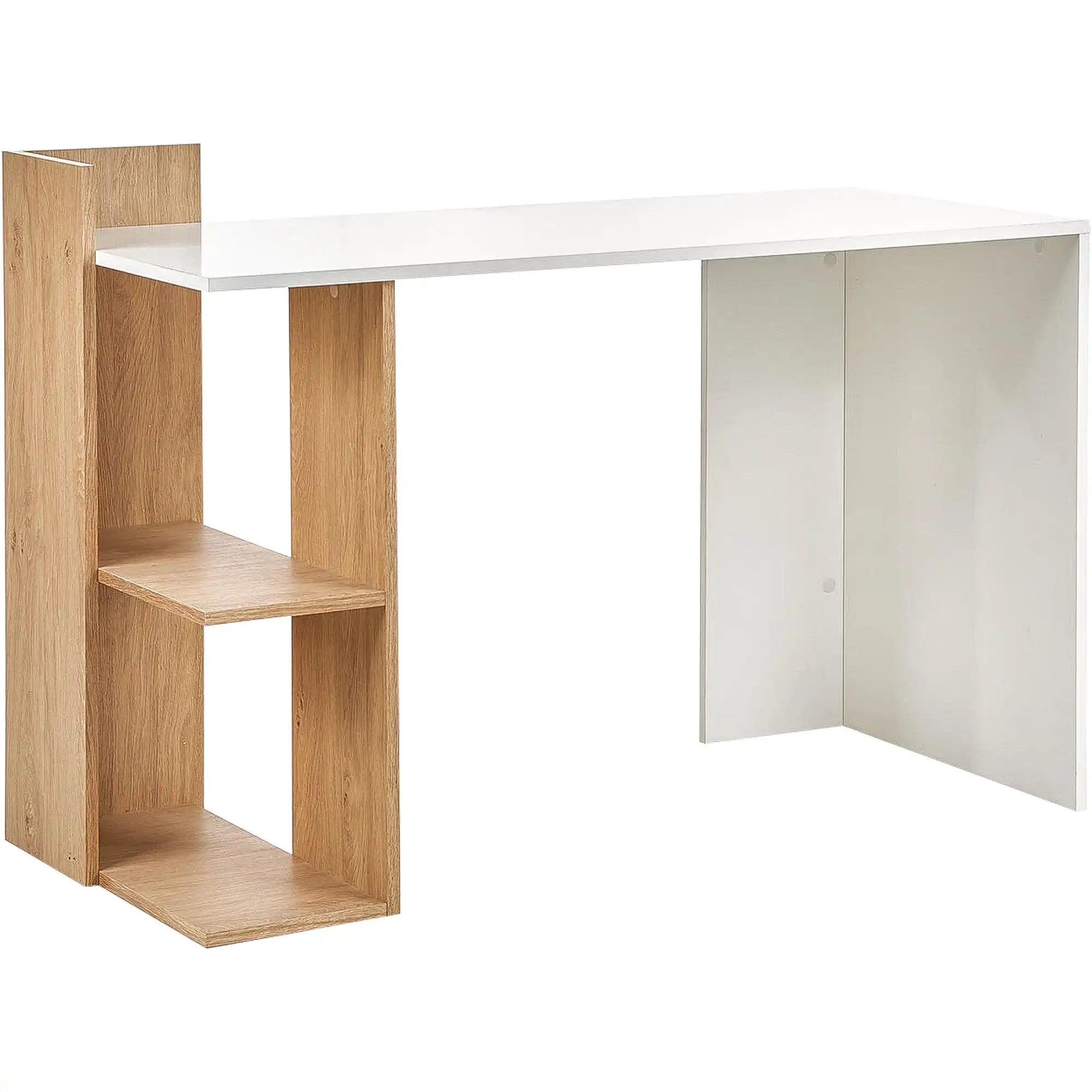 Birou Fino, stejar/alb, PAL melaminat, 122x57x85 cm