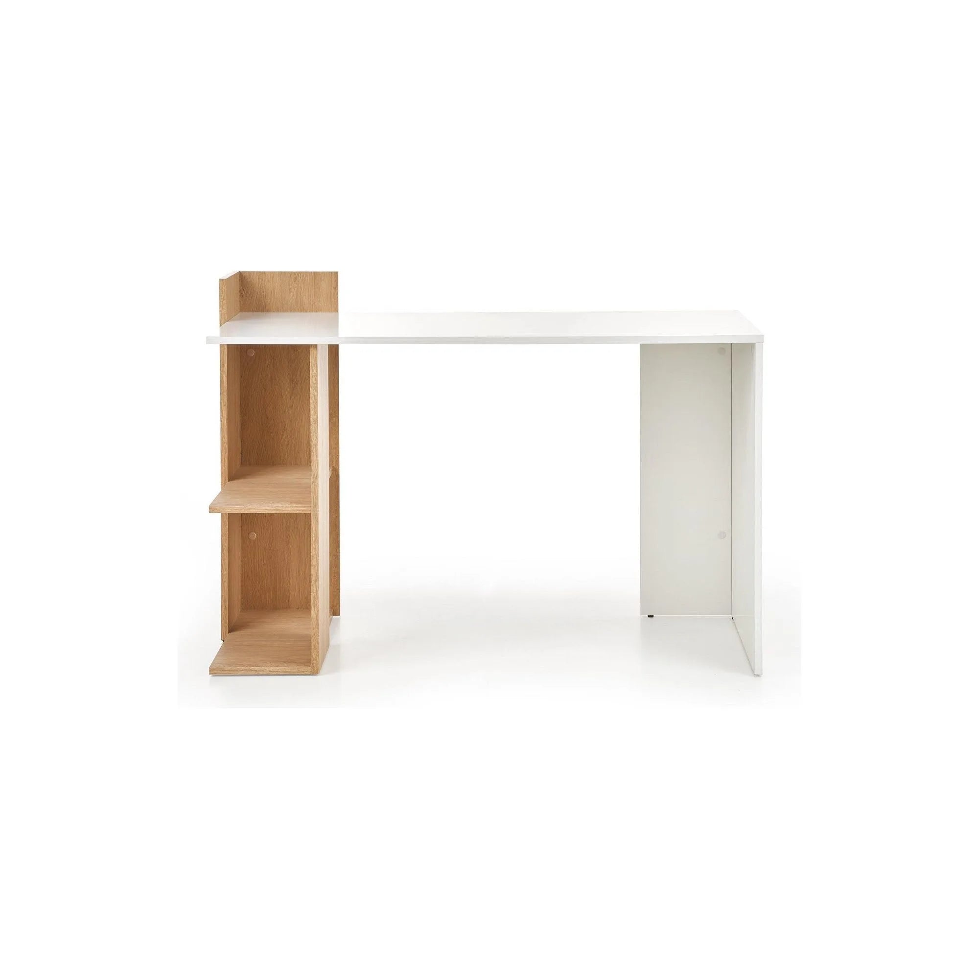 Birou Fino, stejar/alb, PAL melaminat, 122x57x85 cm