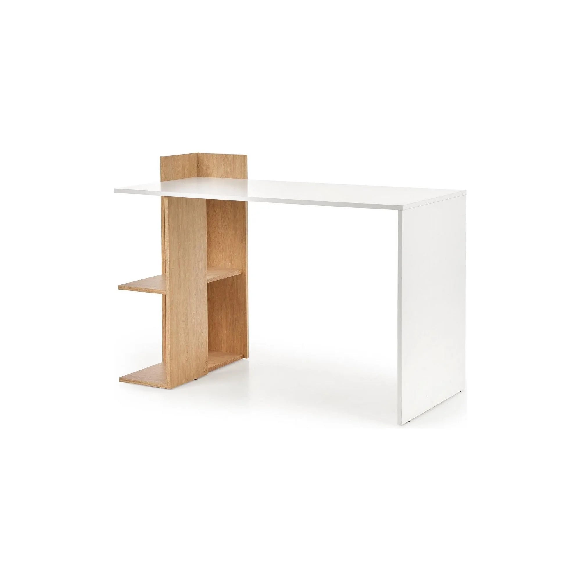 Birou Fino, stejar/alb, PAL melaminat, 122x57x85 cm