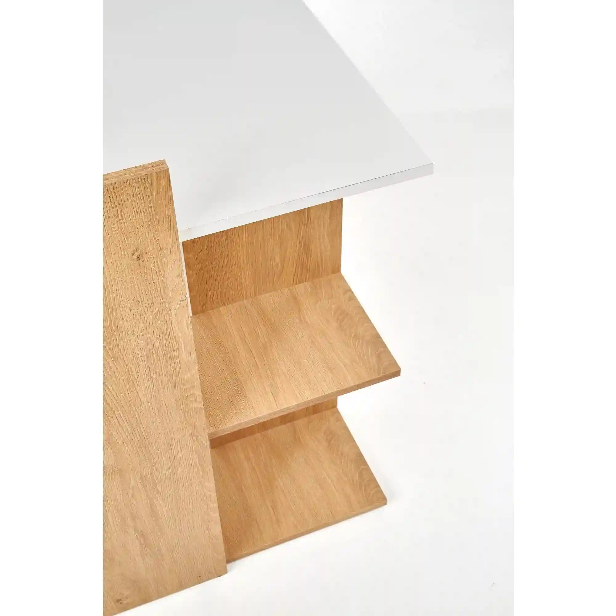 Birou Fino, stejar/alb, PAL melaminat, 122x57x85 cm