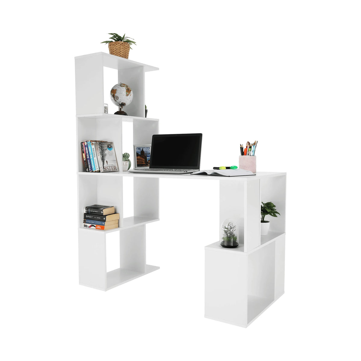 Birou FLOKI NEW, alb, DTD laminat, 120x60x150 cm