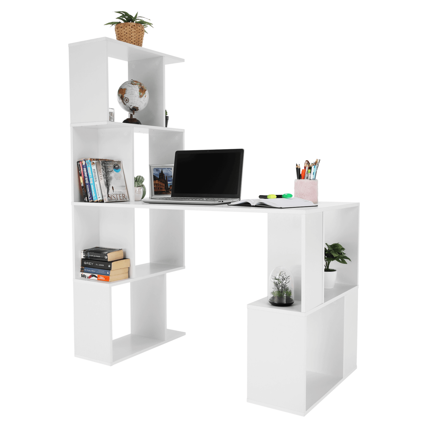 Birou FLOKI NEW, alb, DTD laminat, 120x60x150 cm