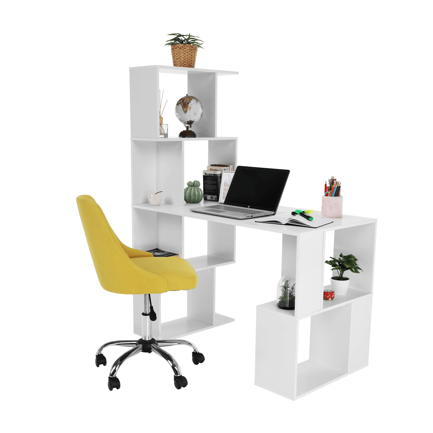 Birou FLOKI NEW, alb, DTD laminat, 120x60x150 cm