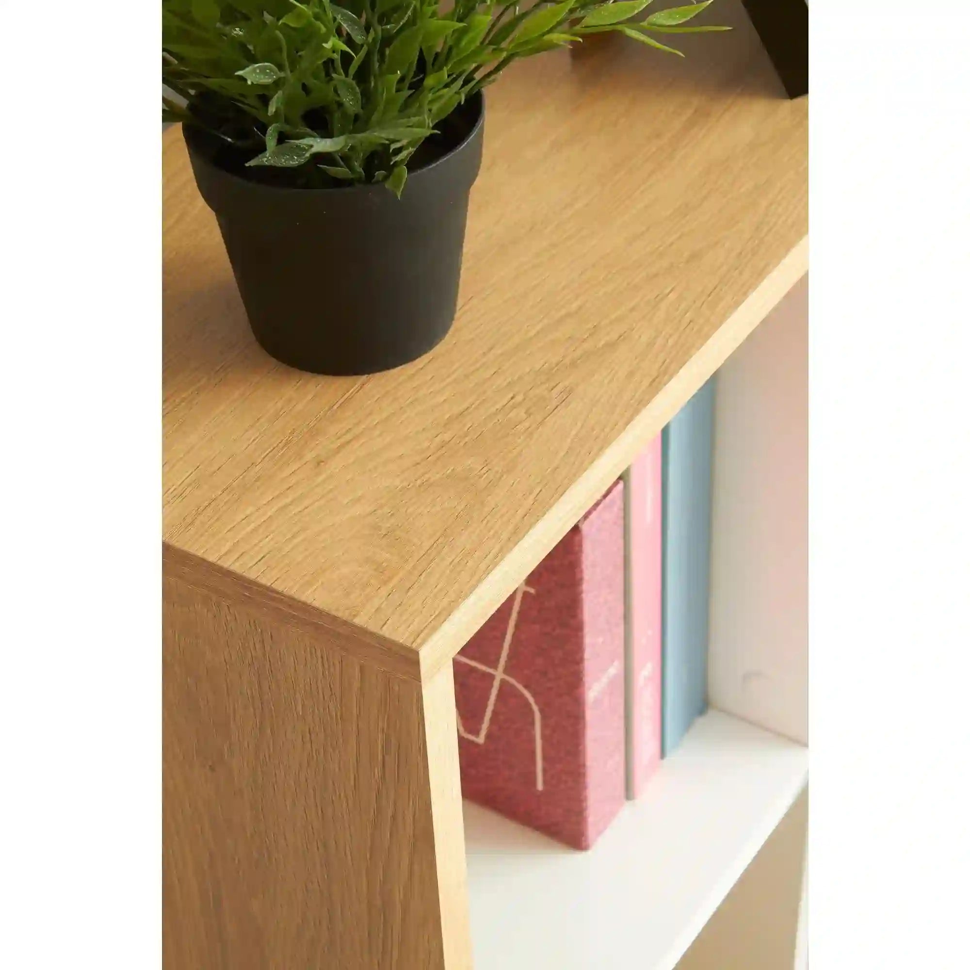 Birou Grosso, alb/stejar wotan, PAL melaminat, 149X50X105 CM