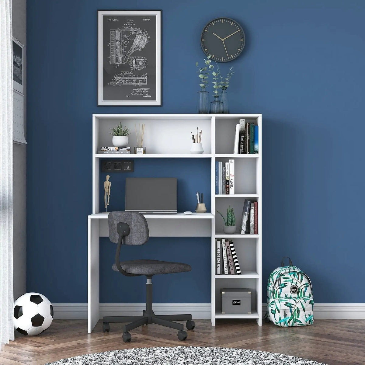 Birou HA104, alb, PAL melaminat, 80x40x75 cm