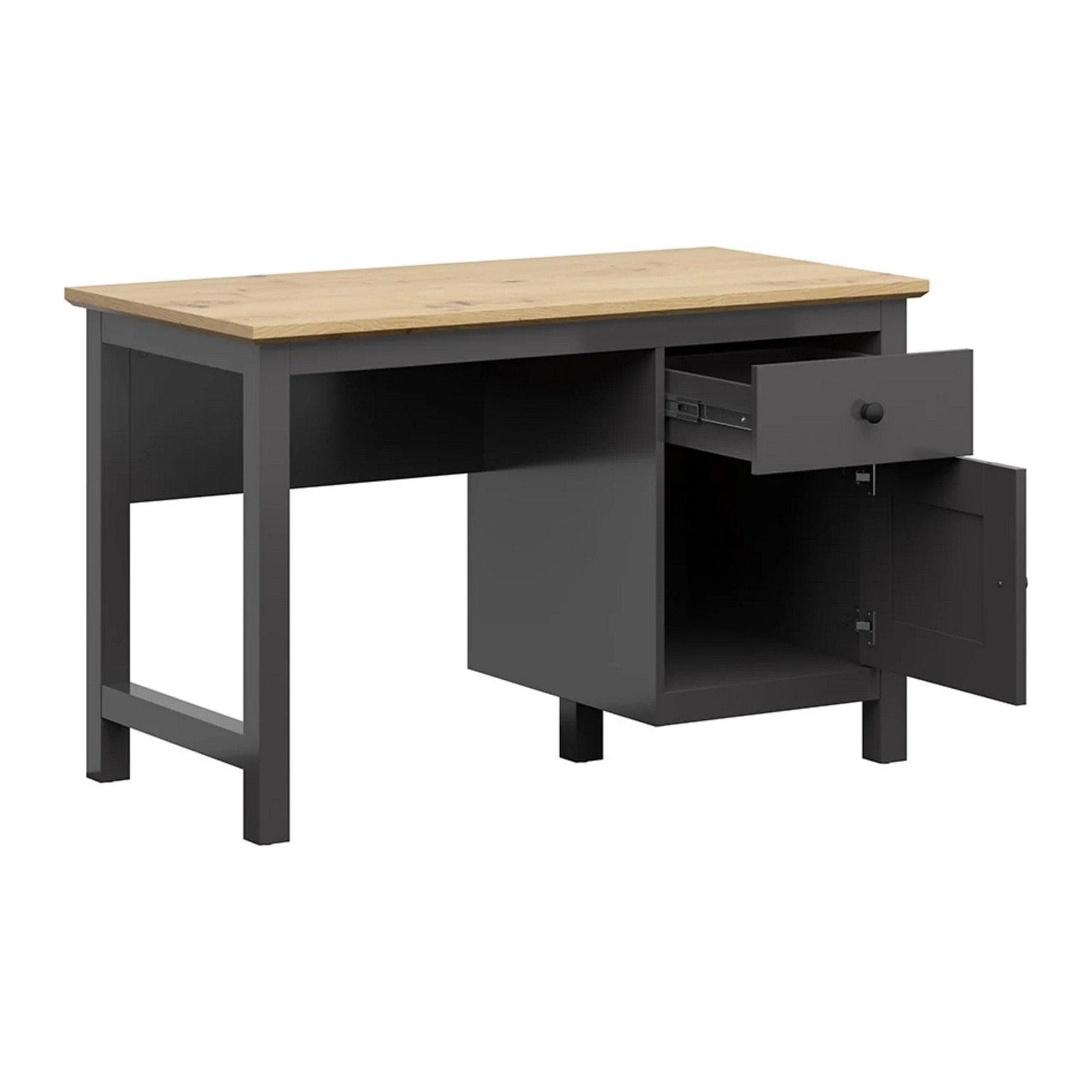 Birou HESEN, gri grafit/stejar artisan, PAL, 120x60x75 cm