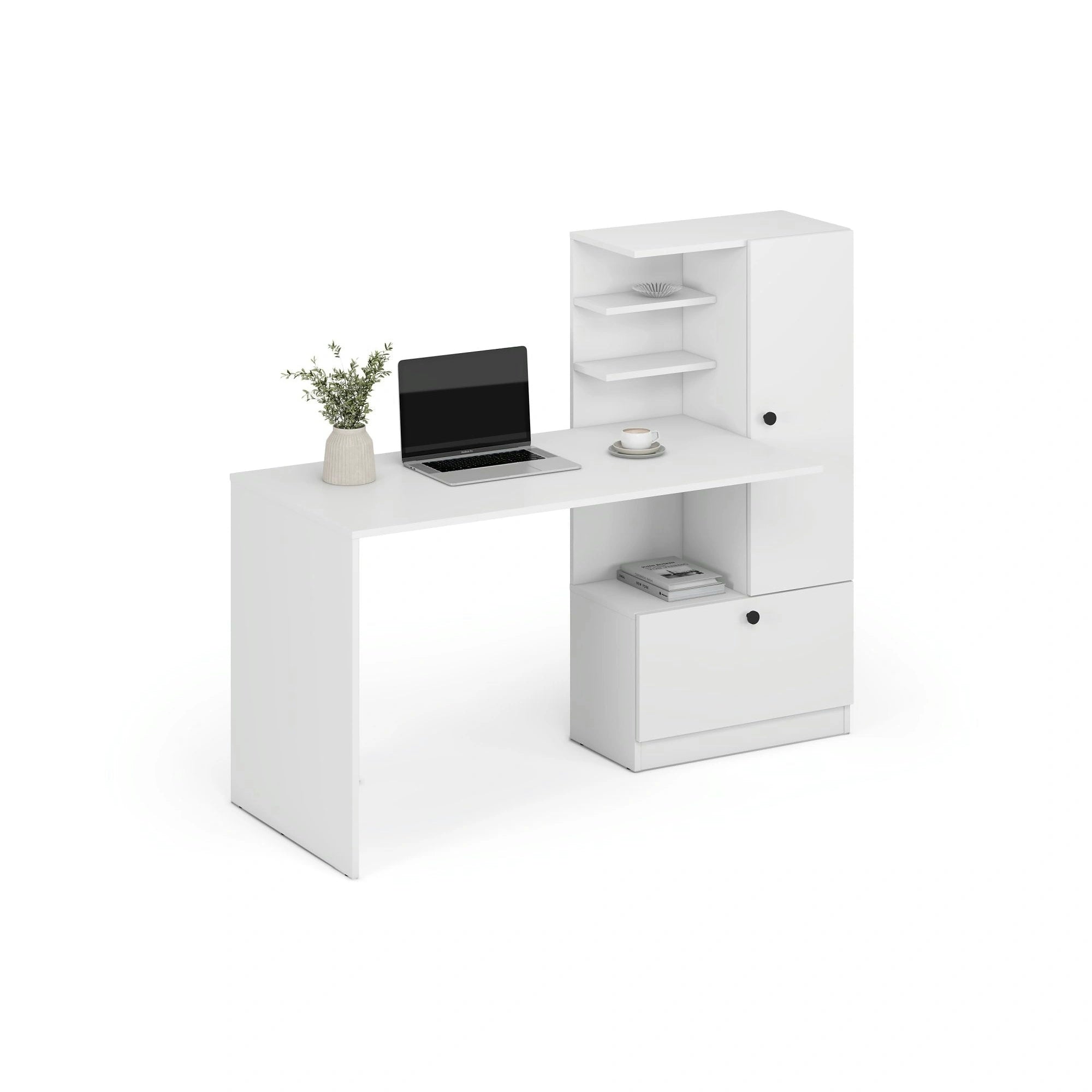 Birou HOBAS, alb, PAL laminat, 150x62x120 cm