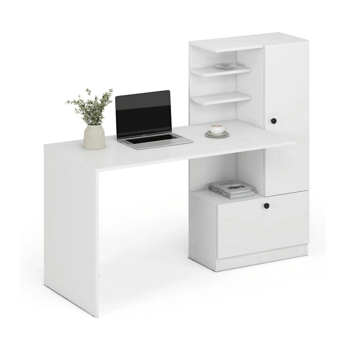 Birou HOBAS, alb, PAL laminat, 150x62x120 cm