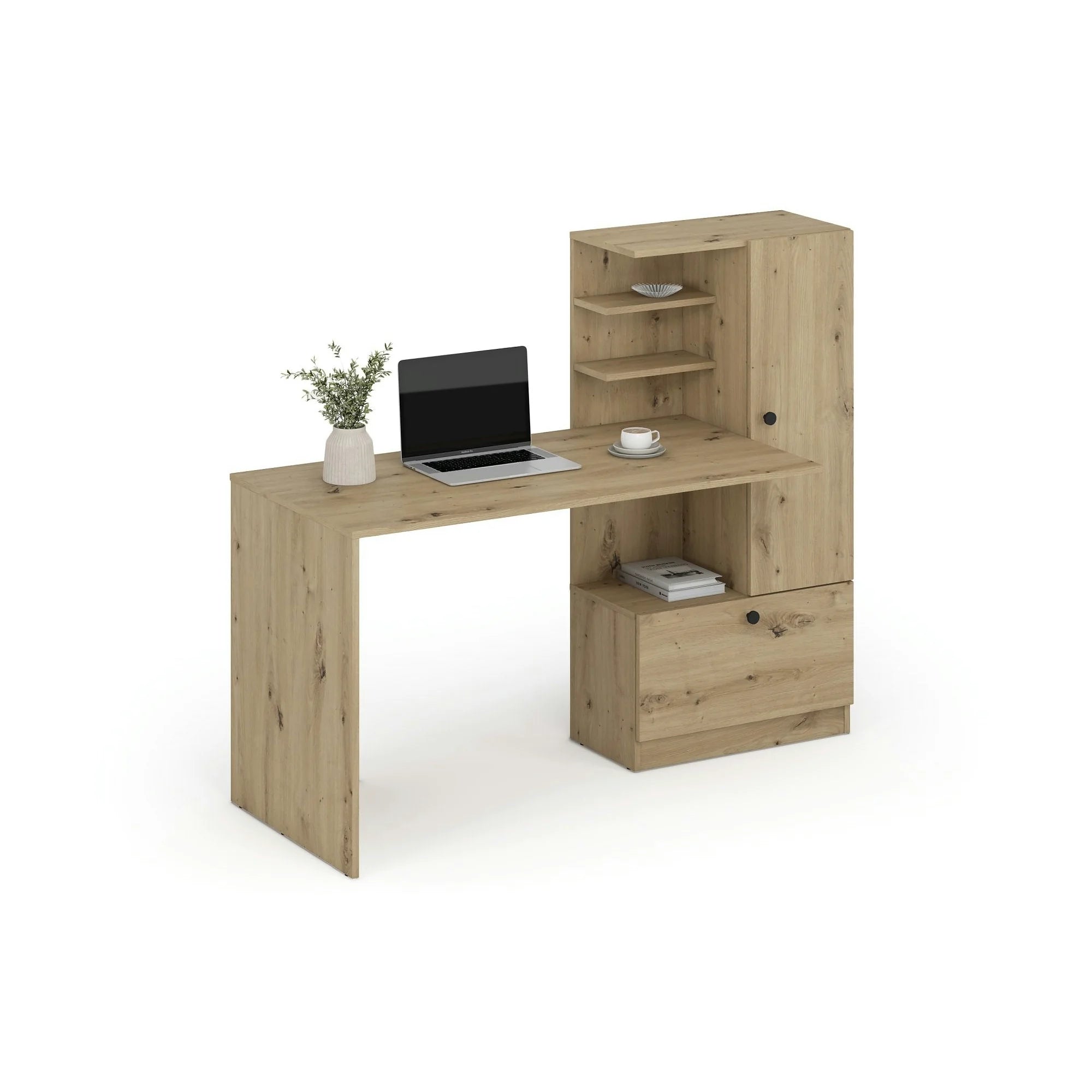 Birou HOBAS, stejar artisan, PAL laminat, 150x62x120 cm