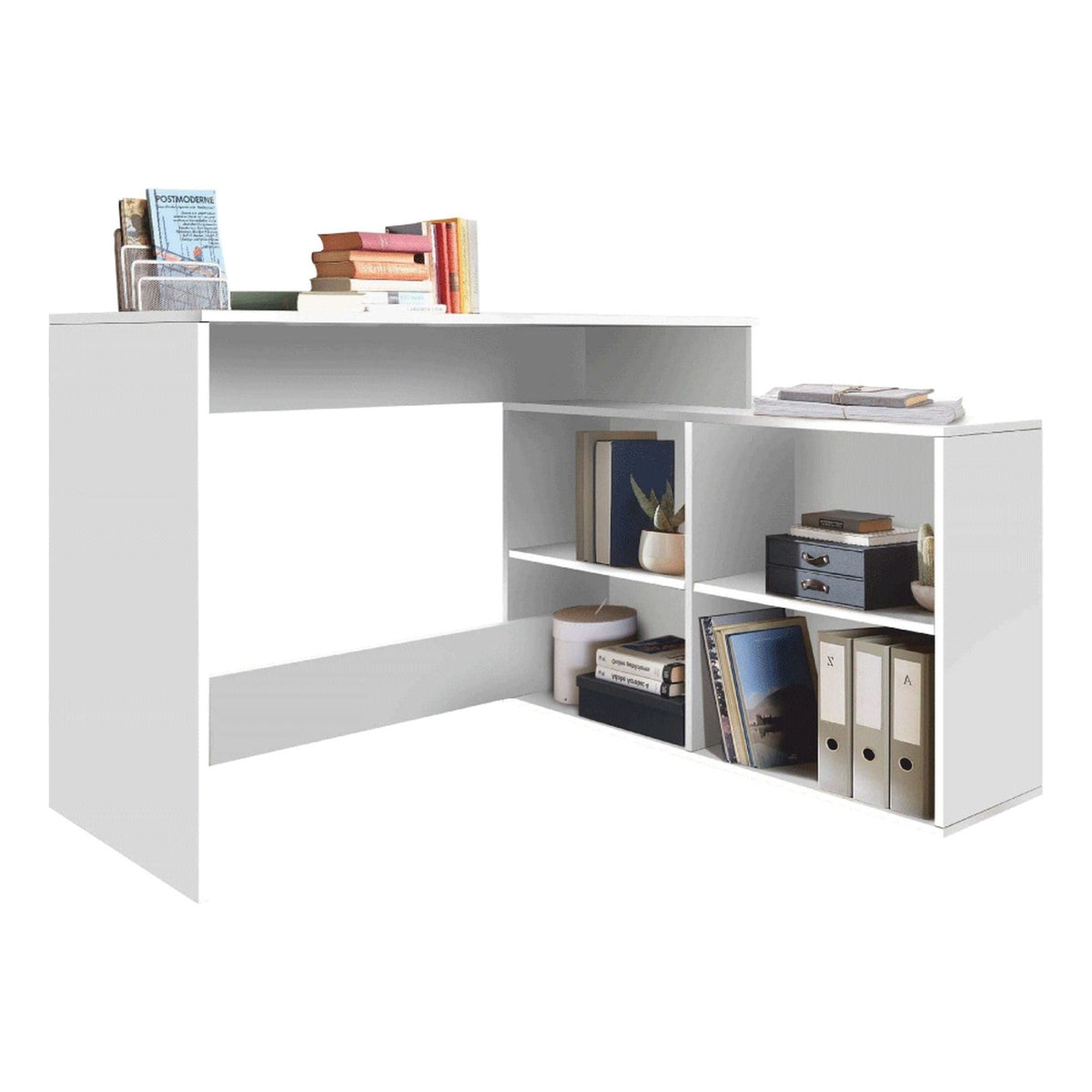 Birou KORNER NEW, alb, DTD laminat, 100/120x29/50x76 cm