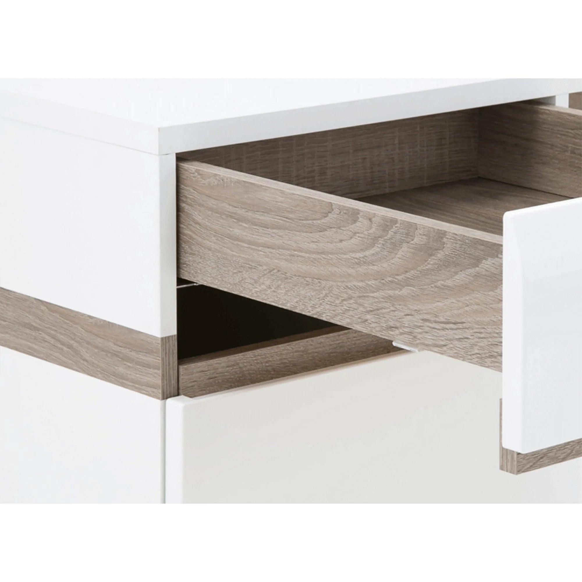 Birou LYNATET Tip 80, alb/stejar sonama inchis trufa, DTD laminat, 125x62x73 cm