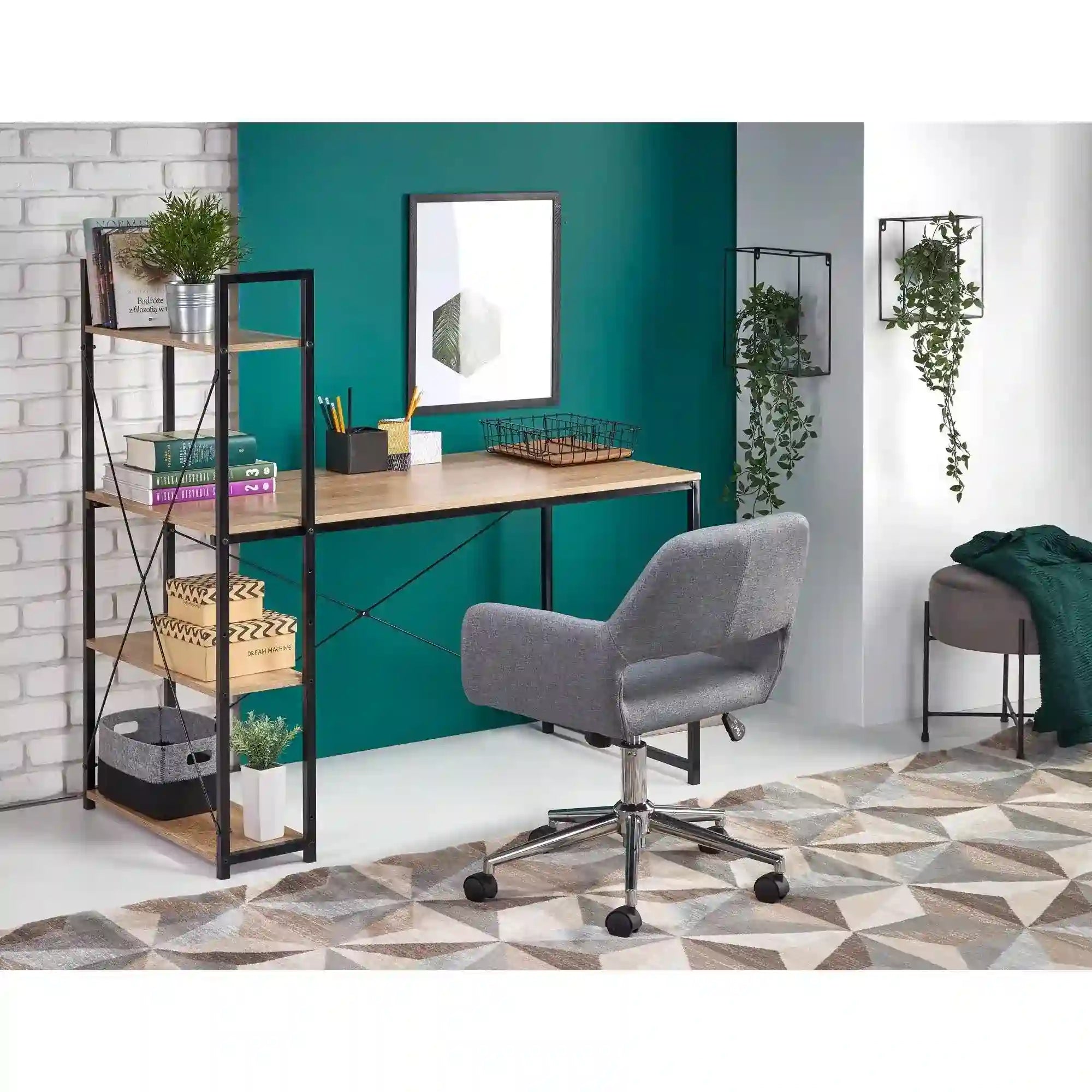 Birou NARVIK B1, stejar sonoma/negru, 120x64x120 cm