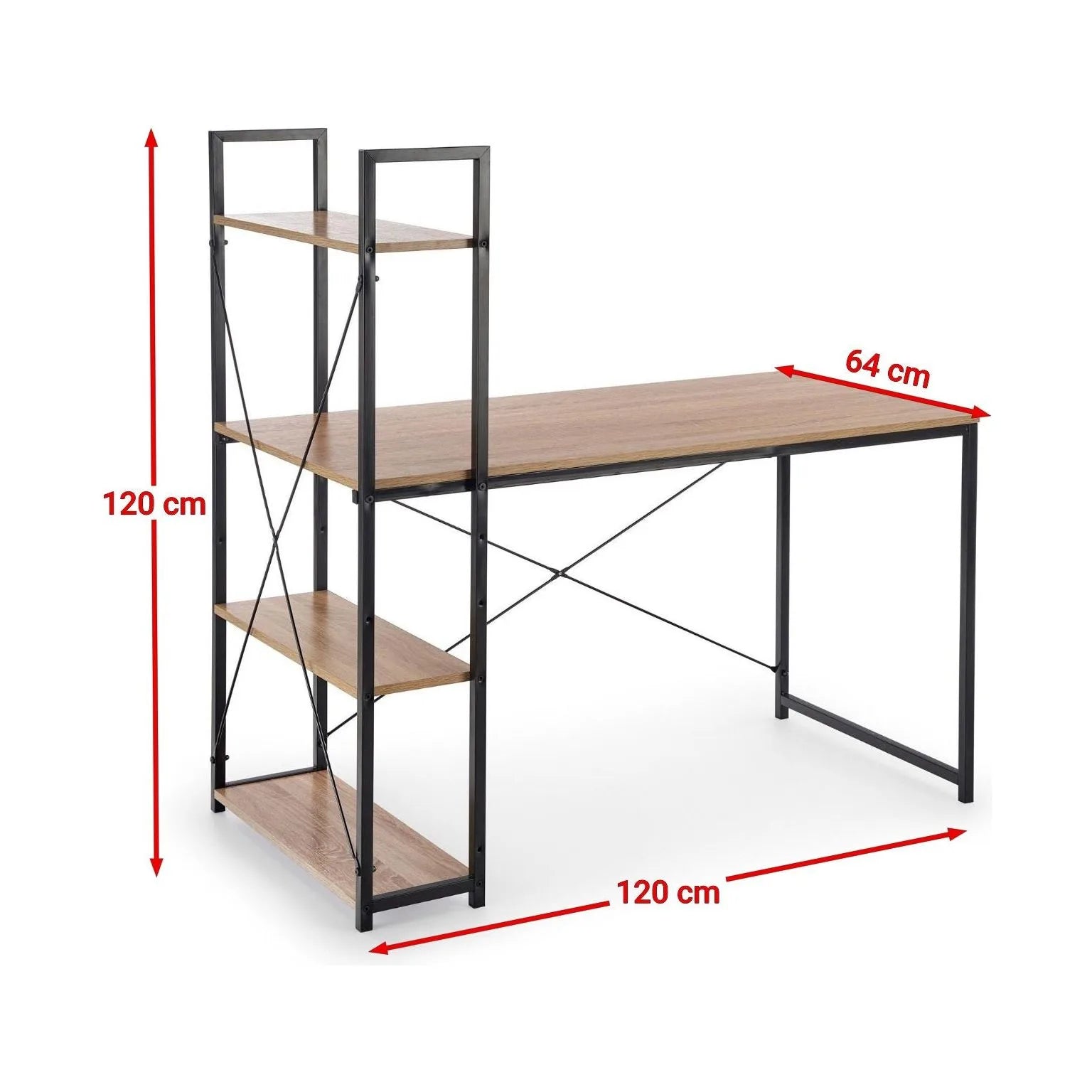 Birou NARVIK B1, stejar sonoma/negru, 120x64x120 cm