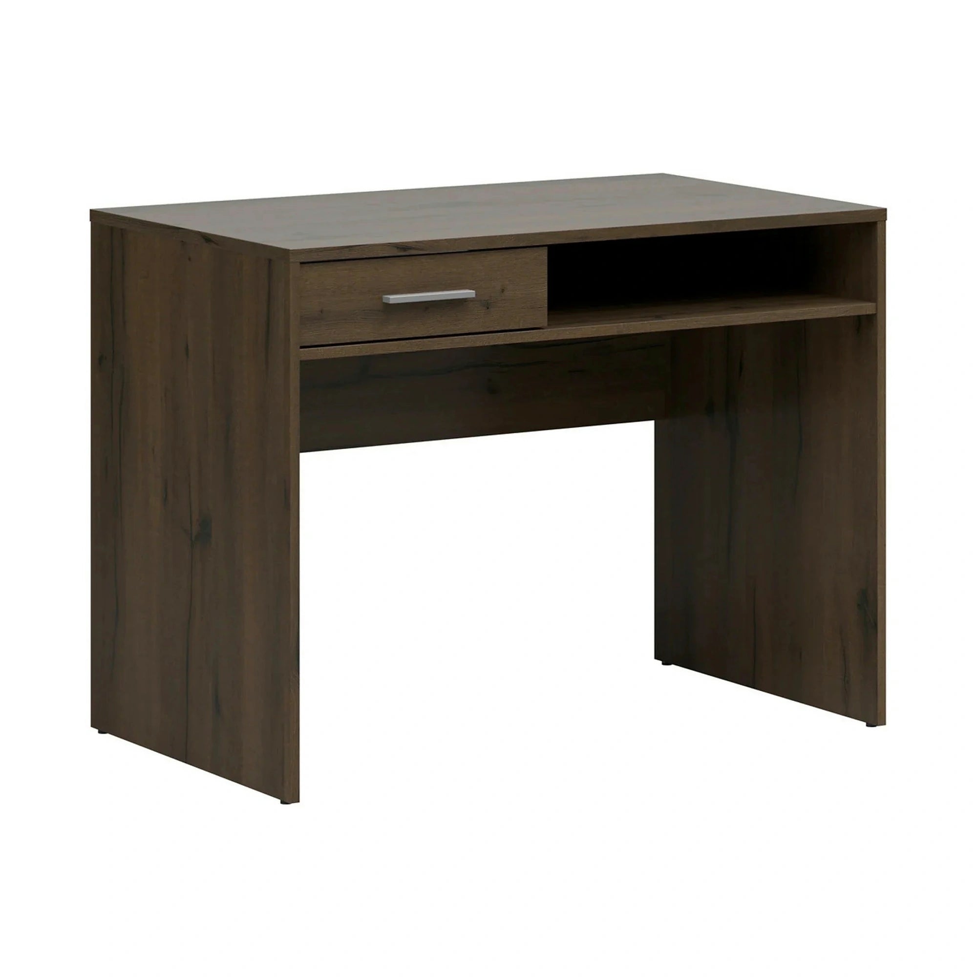 Birou NEPO PLUS, stejar inchis, PAL laminat, cu un sertar, 100x59x76 cm