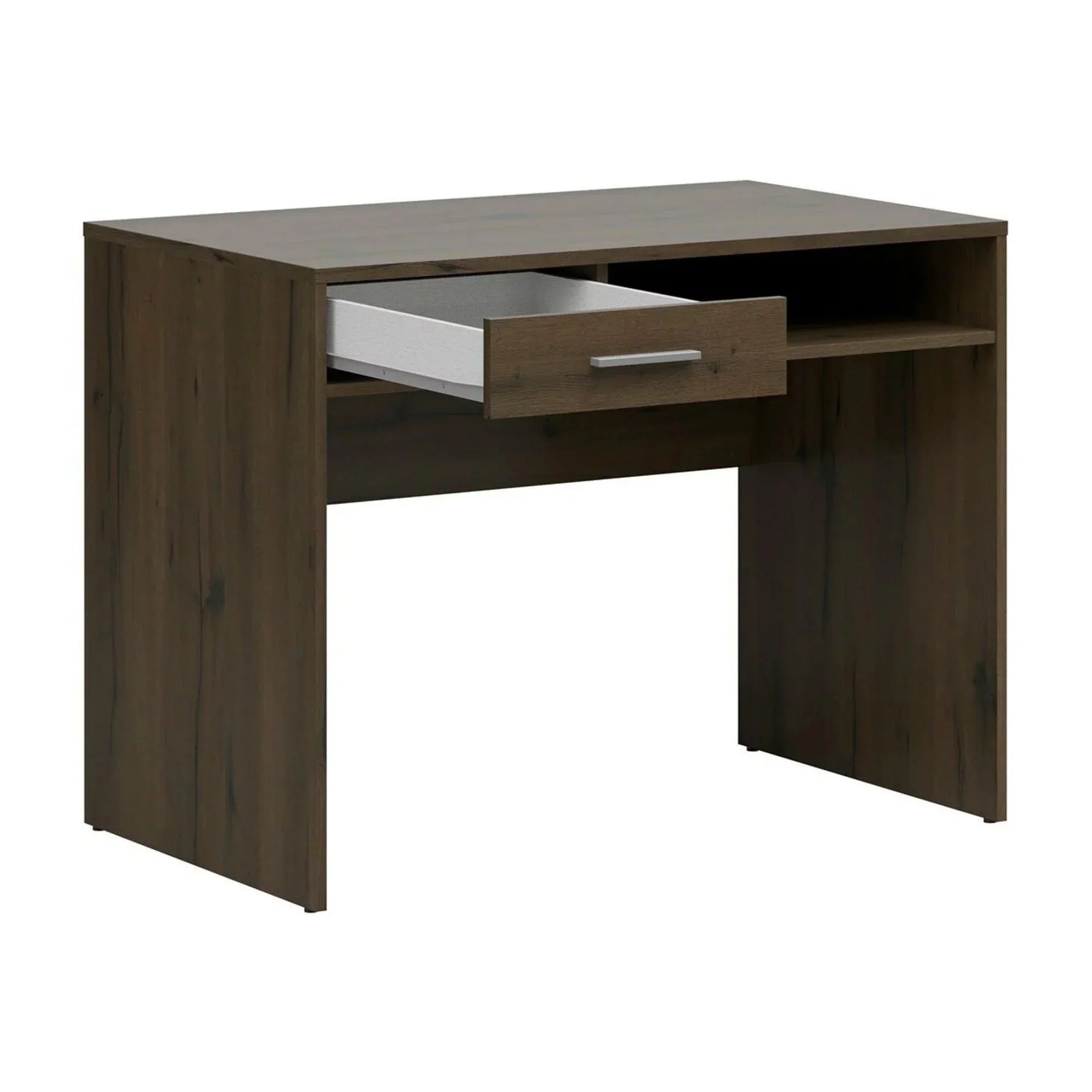 Birou NEPO PLUS, stejar inchis, PAL laminat, cu un sertar, 100x59x76 cm