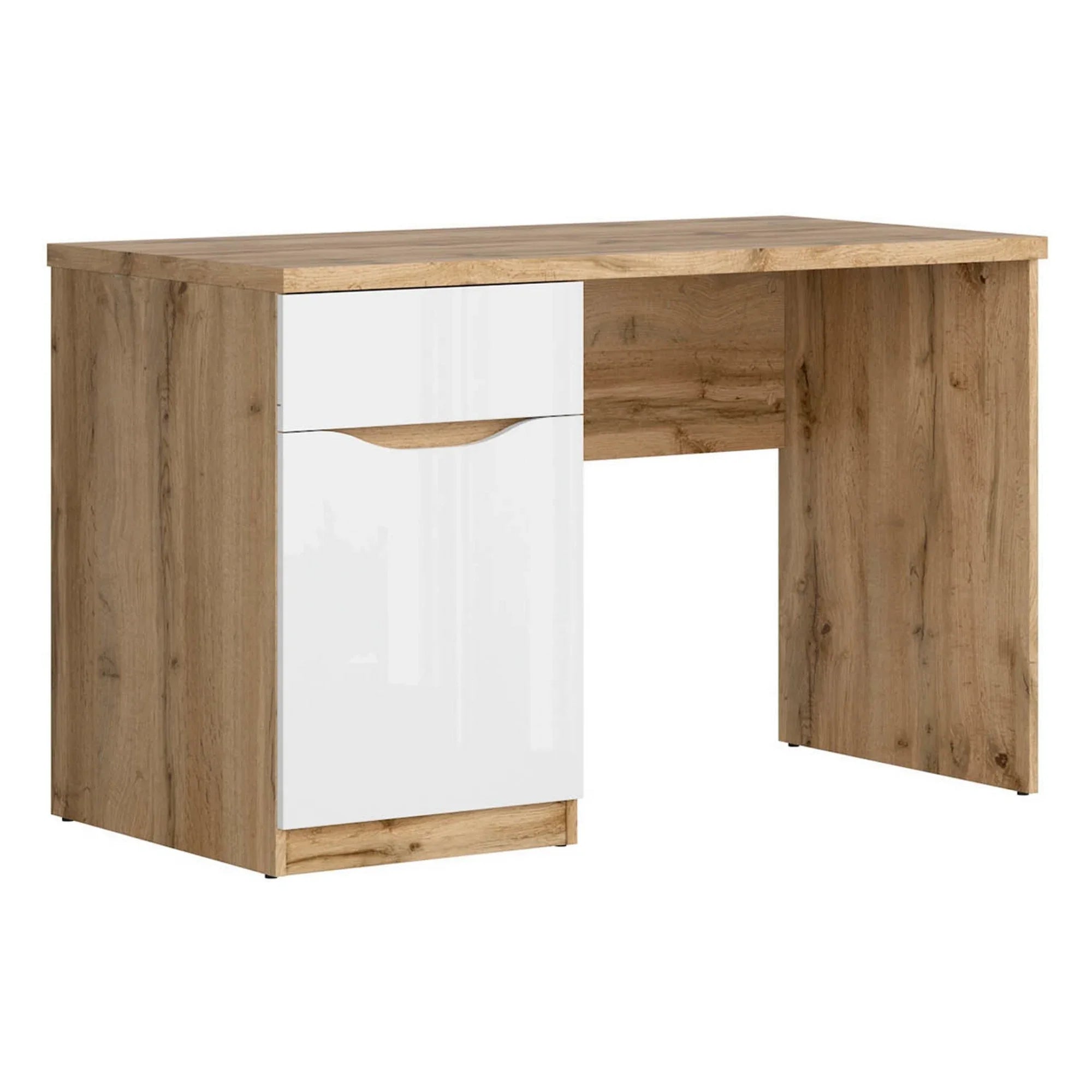 Birou NUIS, stejar wotan/alb, PAL laminat, 120x60x76 cm