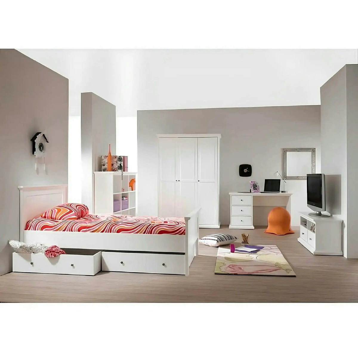 Birou PARIS, alb, DTD infoliat, 130x62x74 cm