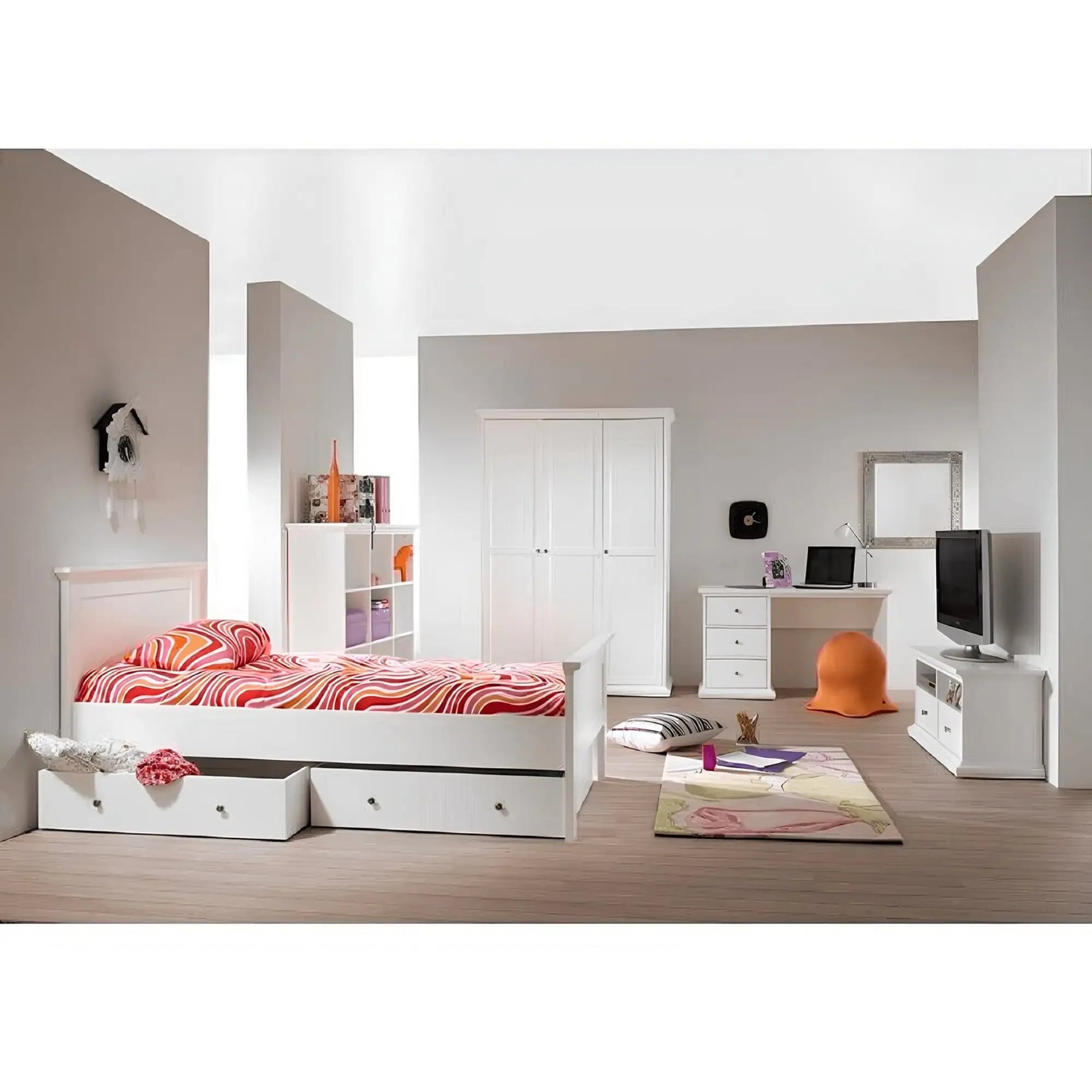 Birou PARIS, alb, DTD infoliat, 130x62x74 cm