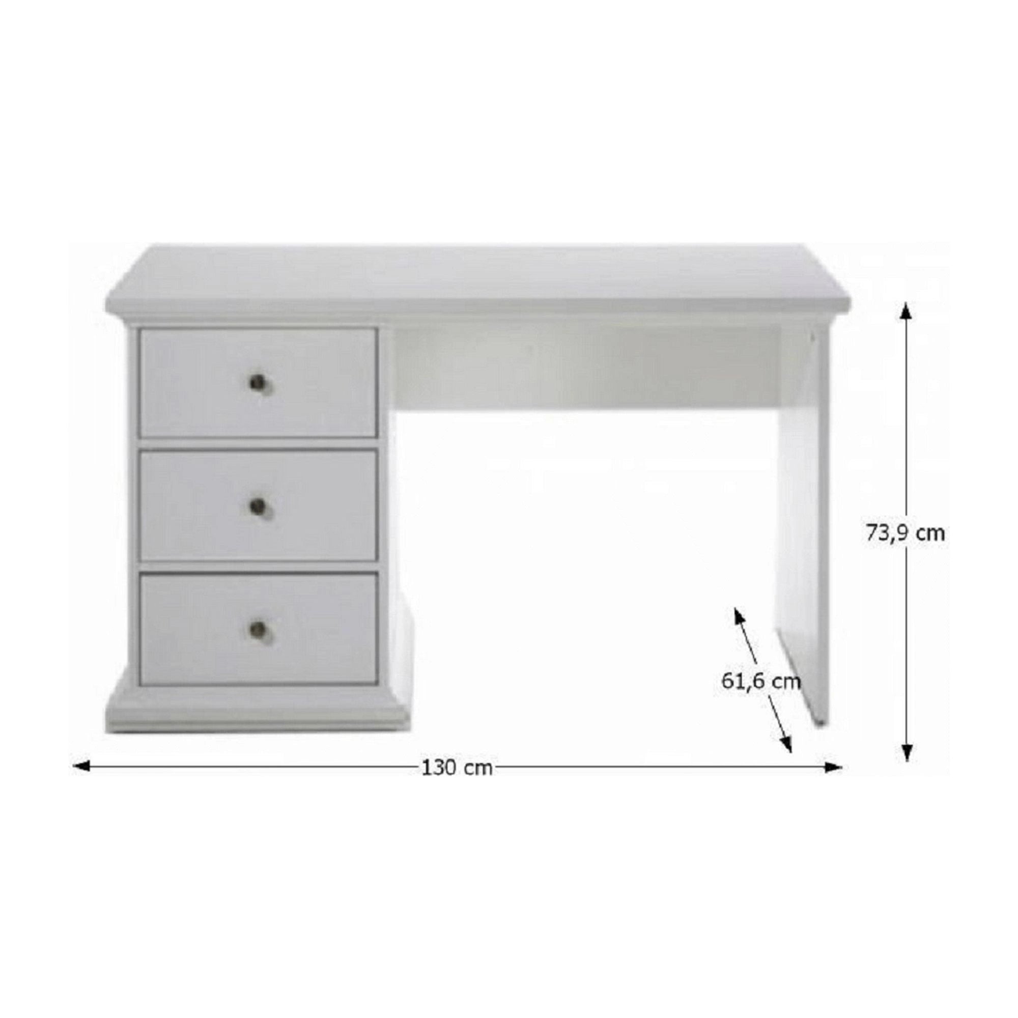 Birou PARIS, alb, DTD infoliat, 130x62x74 cm