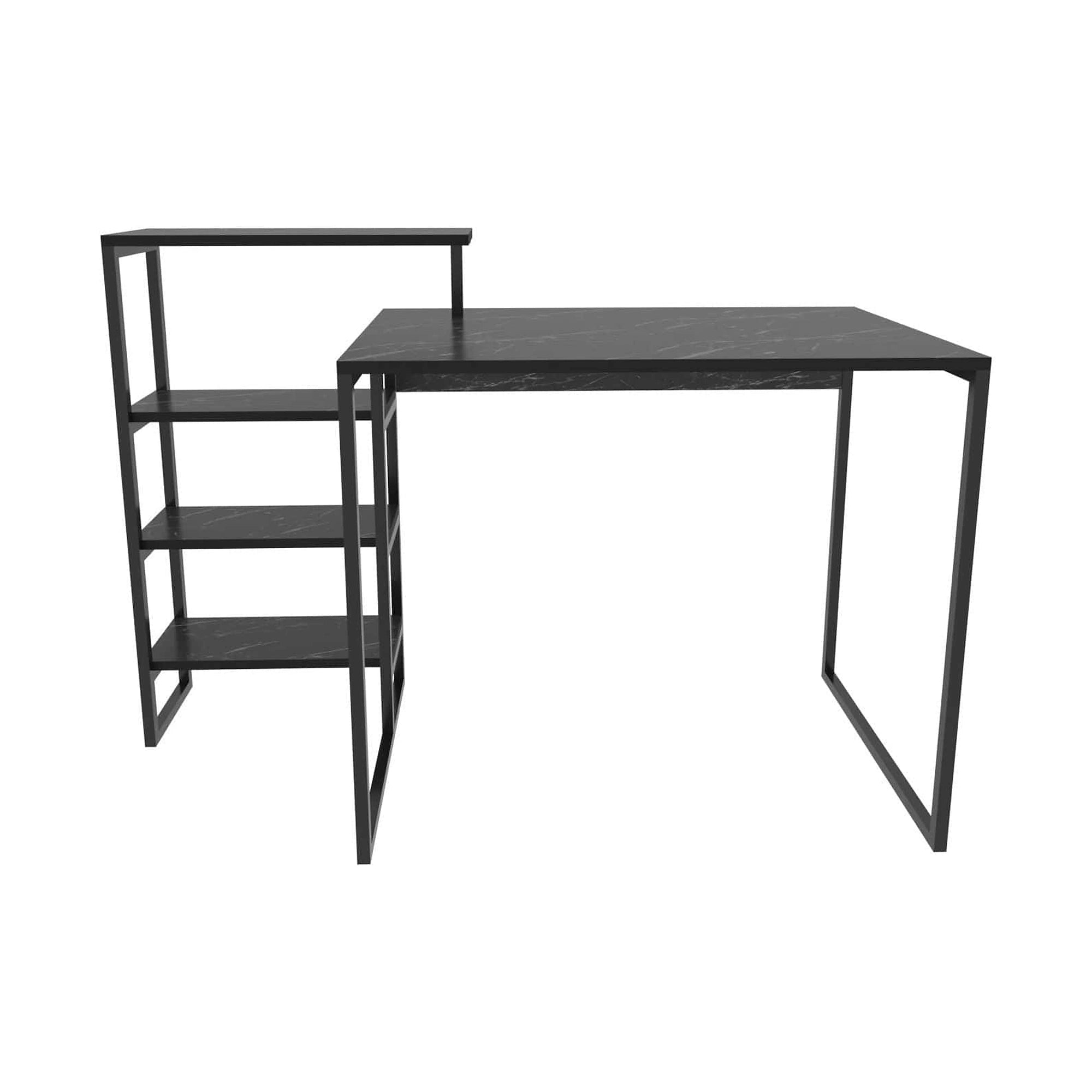 Birou RINO, negru cu efect de marmura, negru, PAL melaminat/metal, 133x60x77 cm