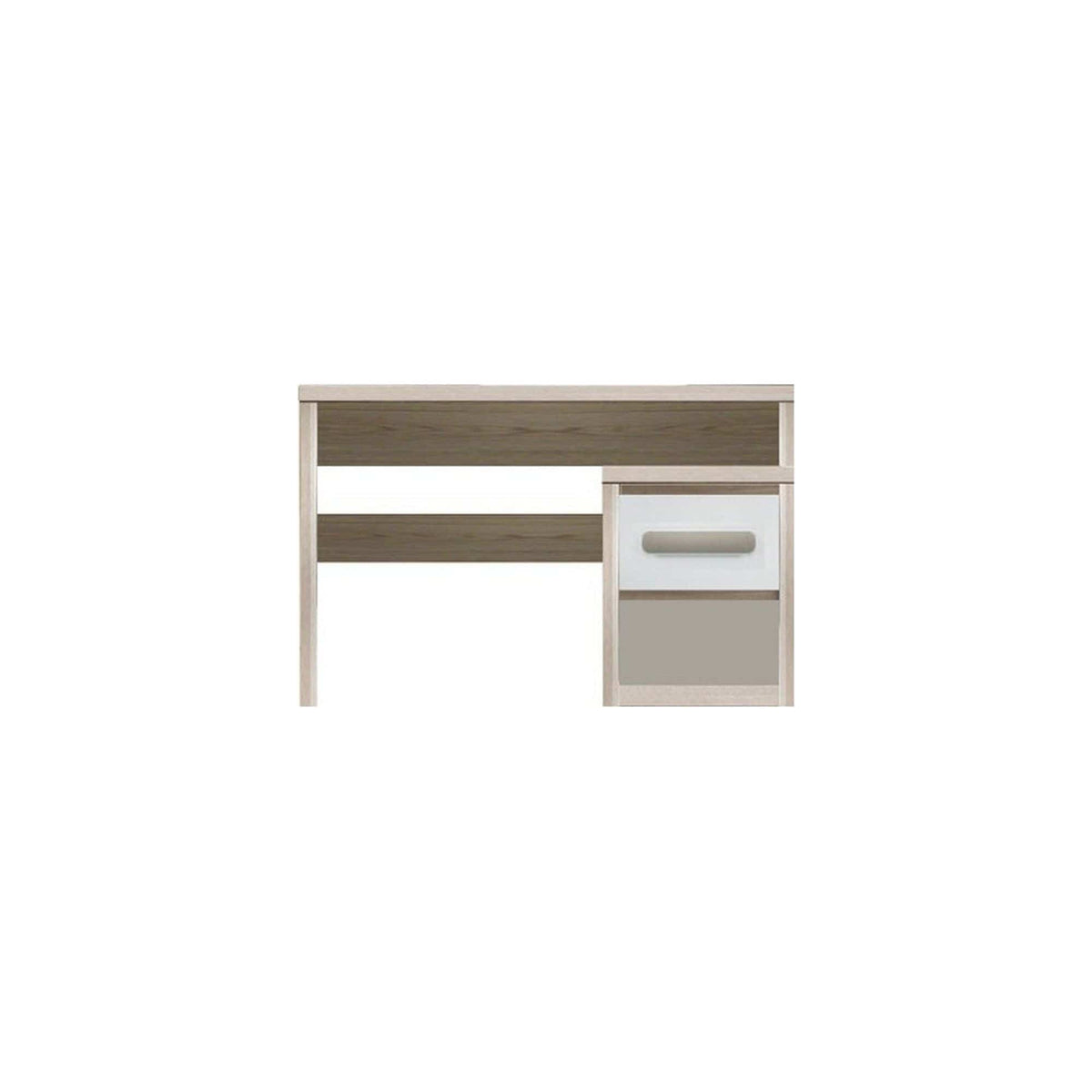 Birou ROMA 10, stejar/alb/gri, PAL, 130x58x77 cm