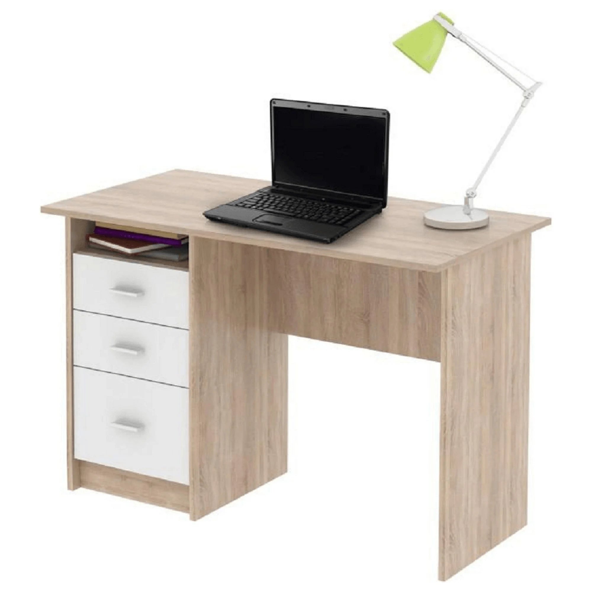 Birou SAMSON NEW, stejar sonoma/alb, PAL melaminat, 110x55x76 cm