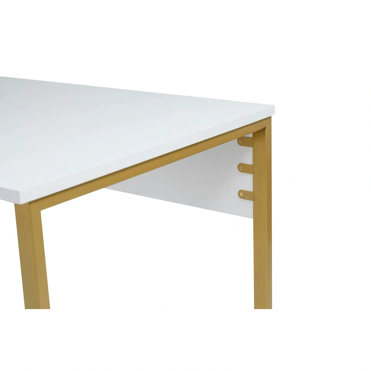 Birou TWIN, alb/auriu, PAL melaminat/metal, 240x60x74 cm