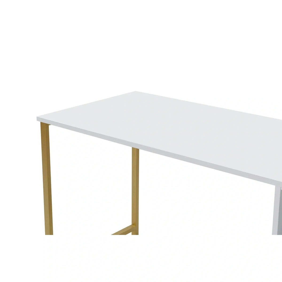 Birou TWIN, alb/auriu, PAL melaminat/metal, 240x60x74 cm