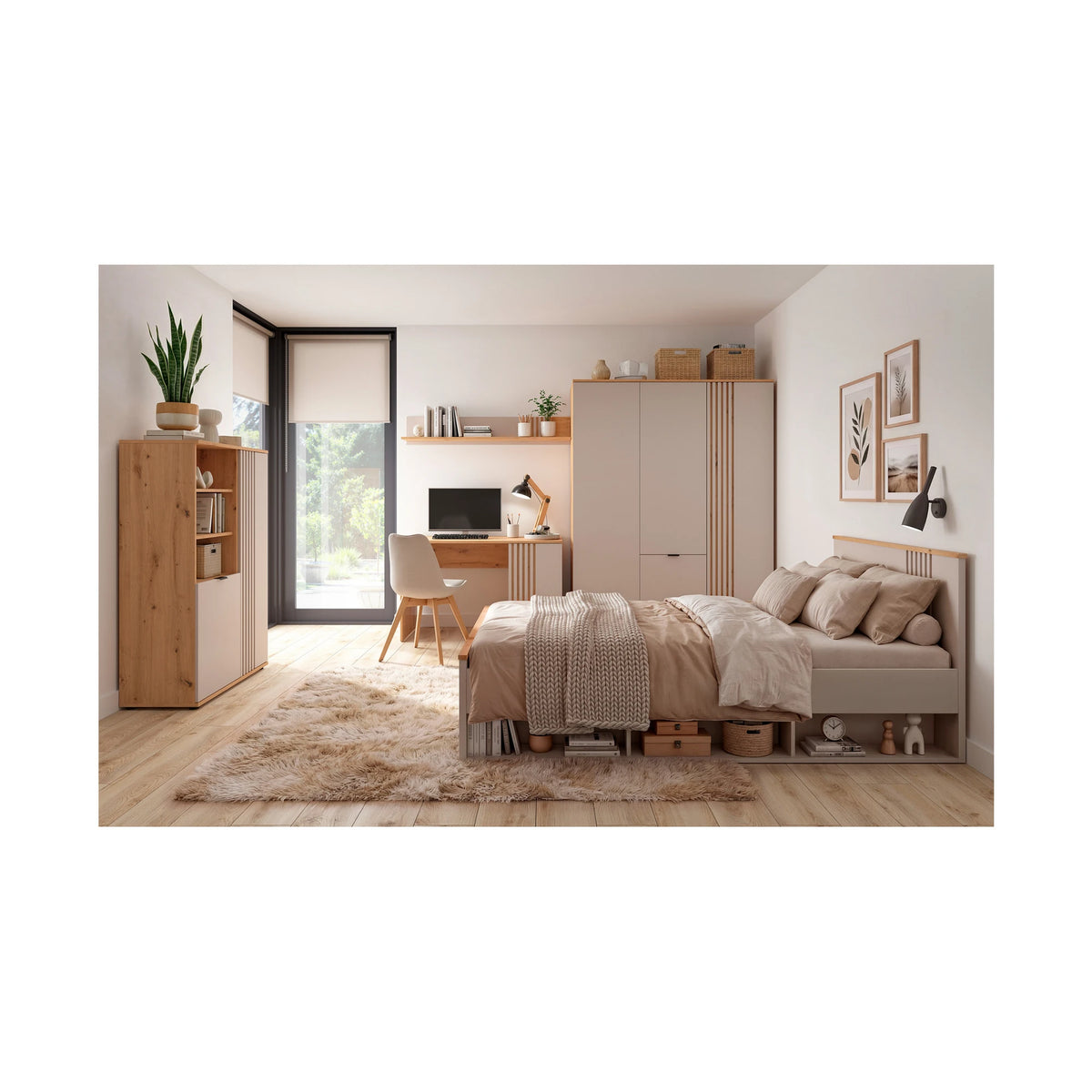 Birou tineret modern BREVAS, stejar artisan/casmir, PAL, 120x60x77 cm