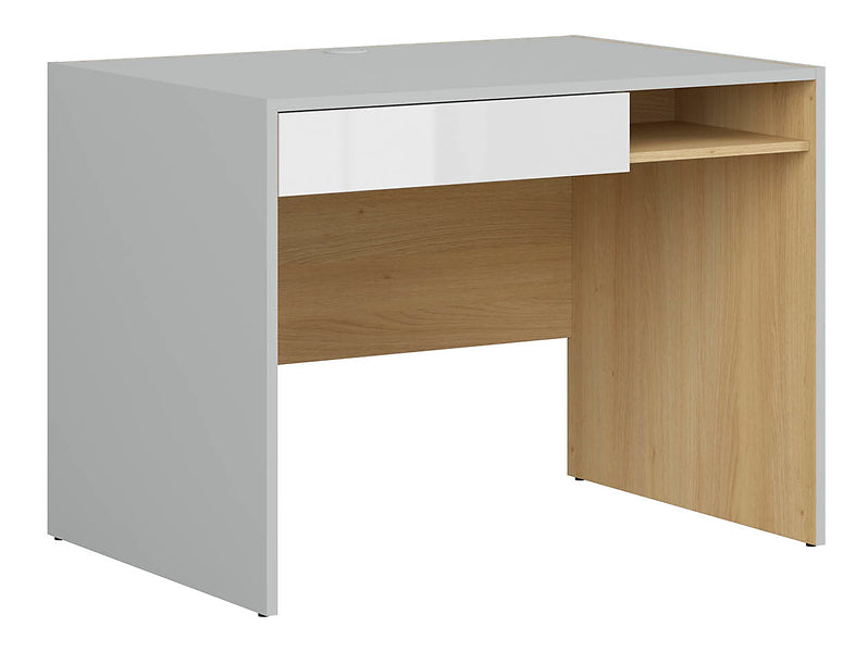 Birou NANDU, gri deschis/stejar, PAL laminat, 100x70x75 cm