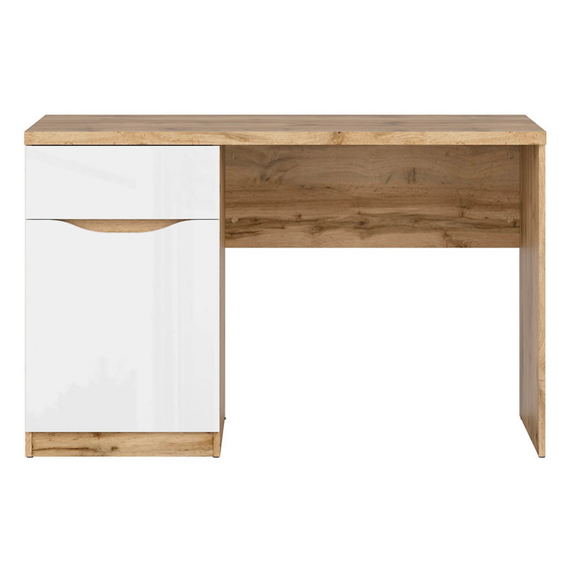 Birou NUIS, stejar wotan/alb, PAL laminat, 120x60x76 cm