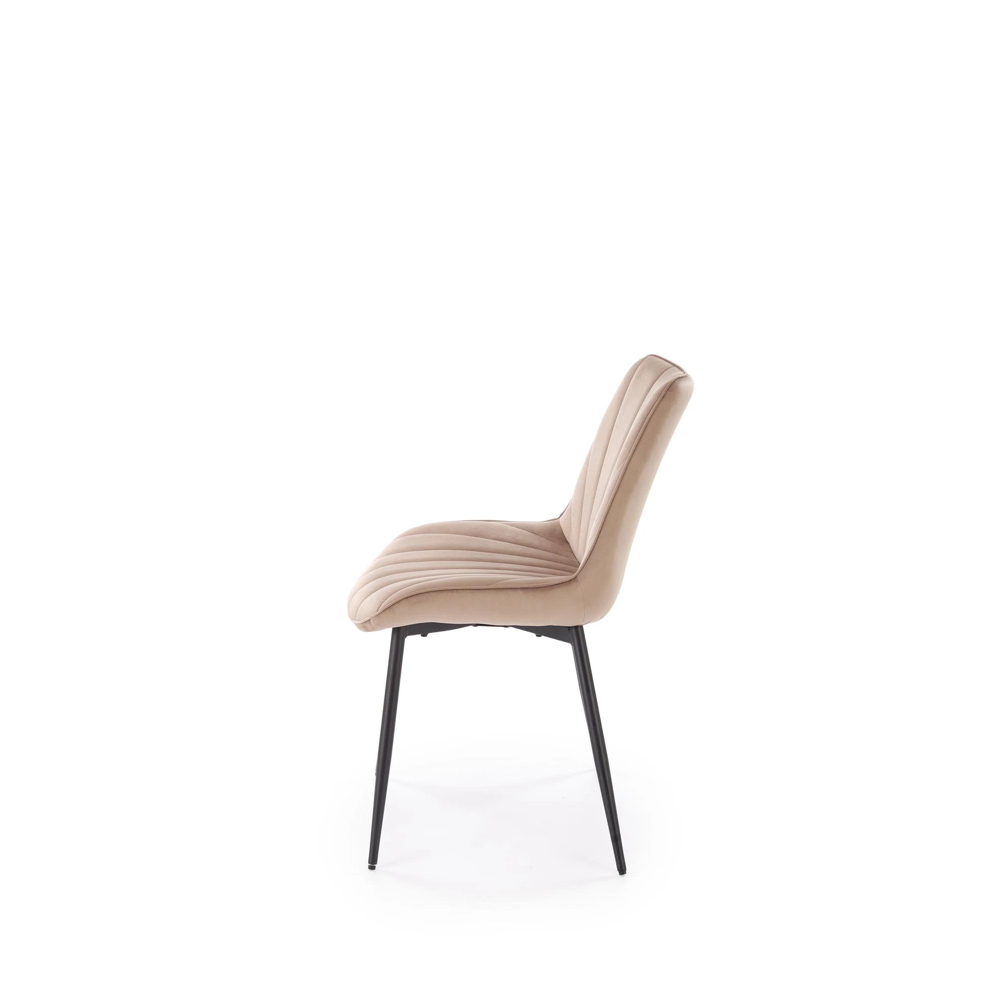 Scaun de sufragerie tapitat K589, bej - Bluvel 40, stofa catifelata/otel, 50x63x87 cm