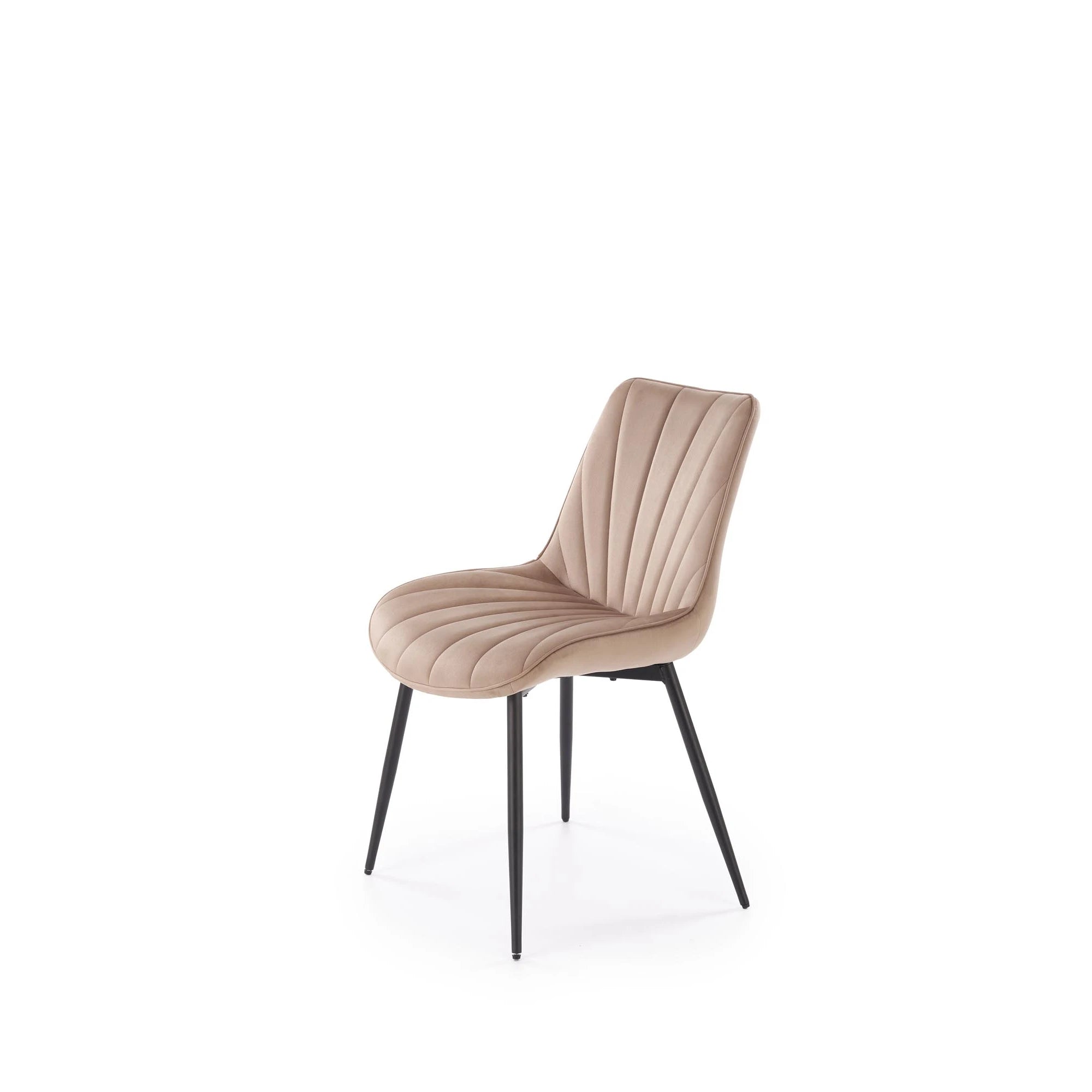 Scaun de sufragerie tapitat K589, bej - Bluvel 40, stofa catifelata/otel, 50x63x87 cm