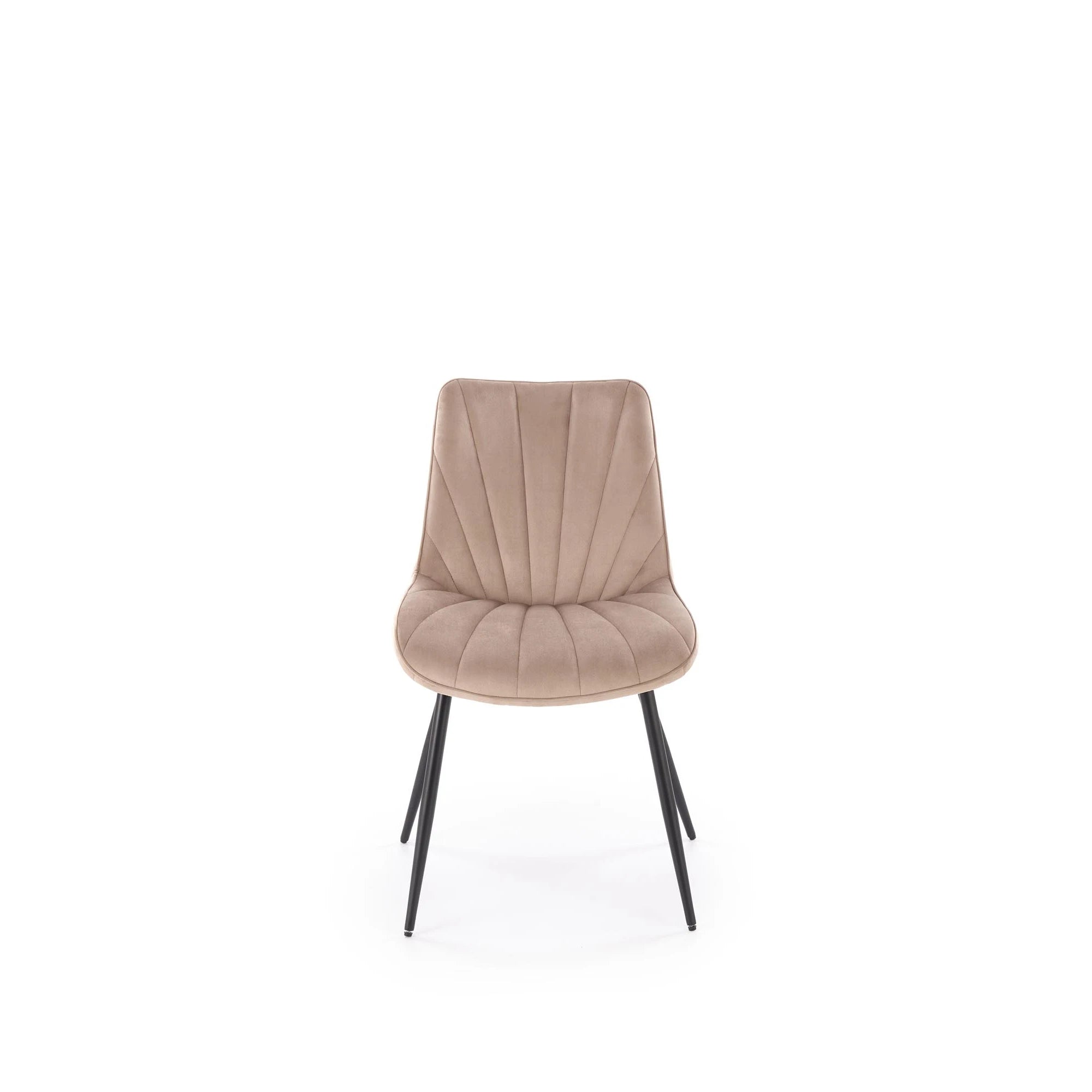 Scaun de sufragerie tapitat K589, bej - Bluvel 40, stofa catifelata/otel, 50x63x87 cm