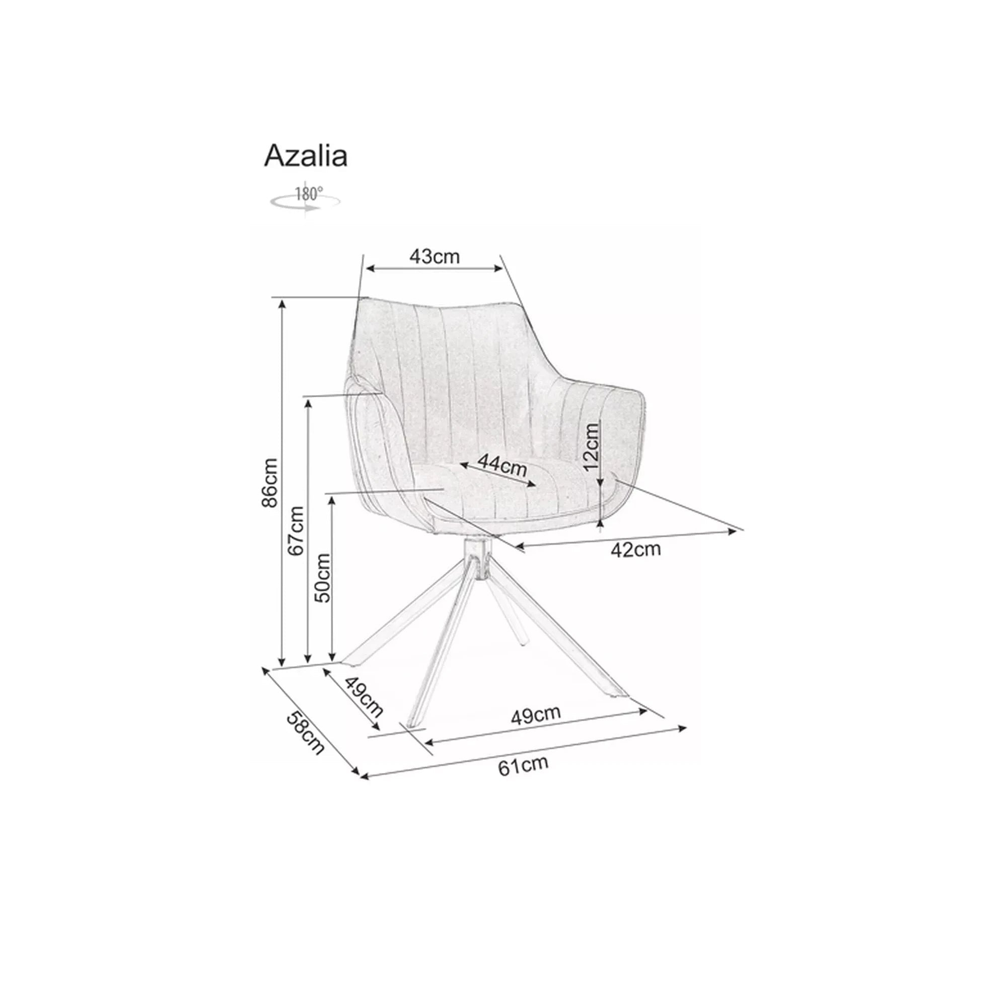 Scaun living rotativ AZALIA, bej/negru, stofa clasica/metal, 61x44x86 cm
