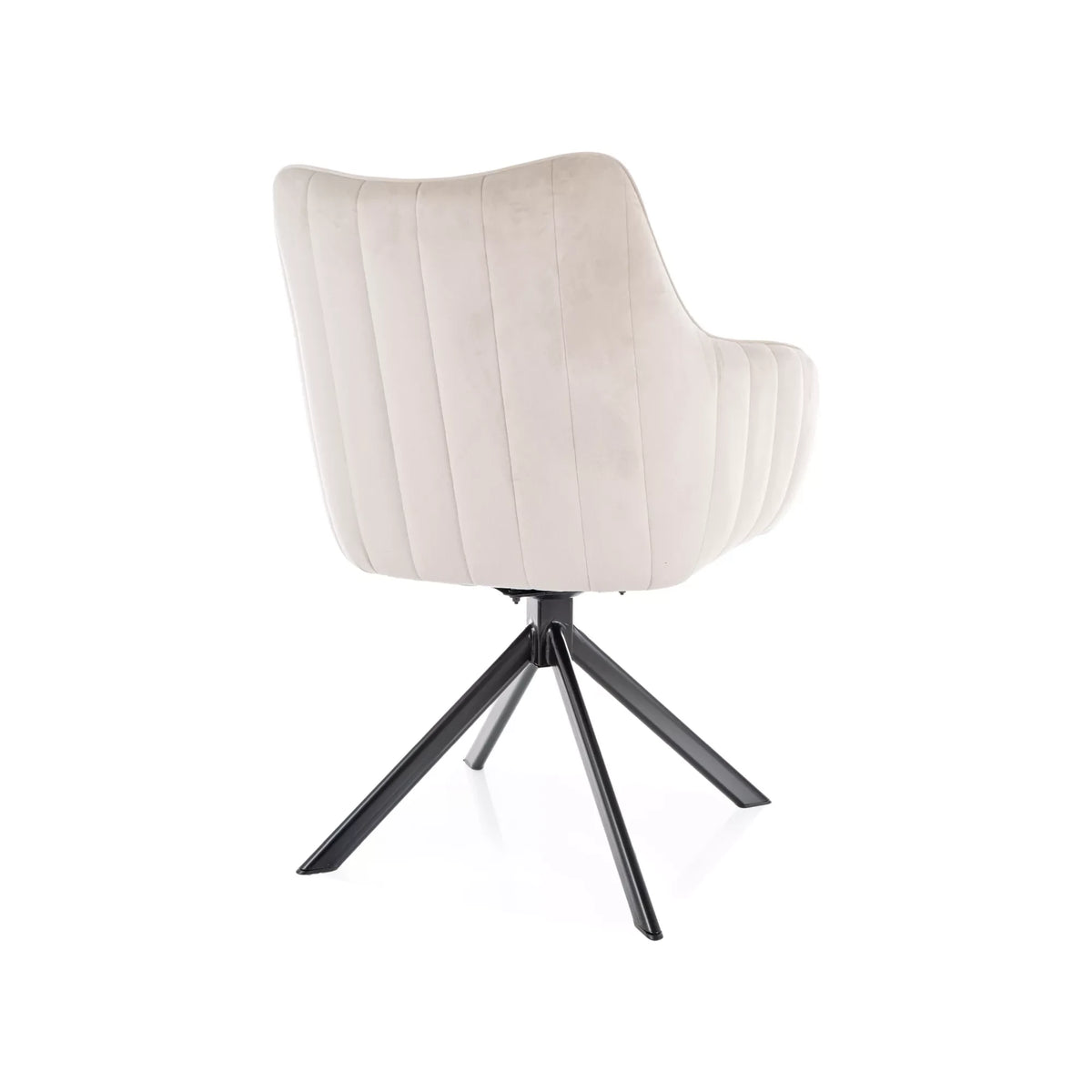 Scaun living rotativ AZALIA, bej deschis/negru, stofa catifelata/metal, 61x58x86 cm