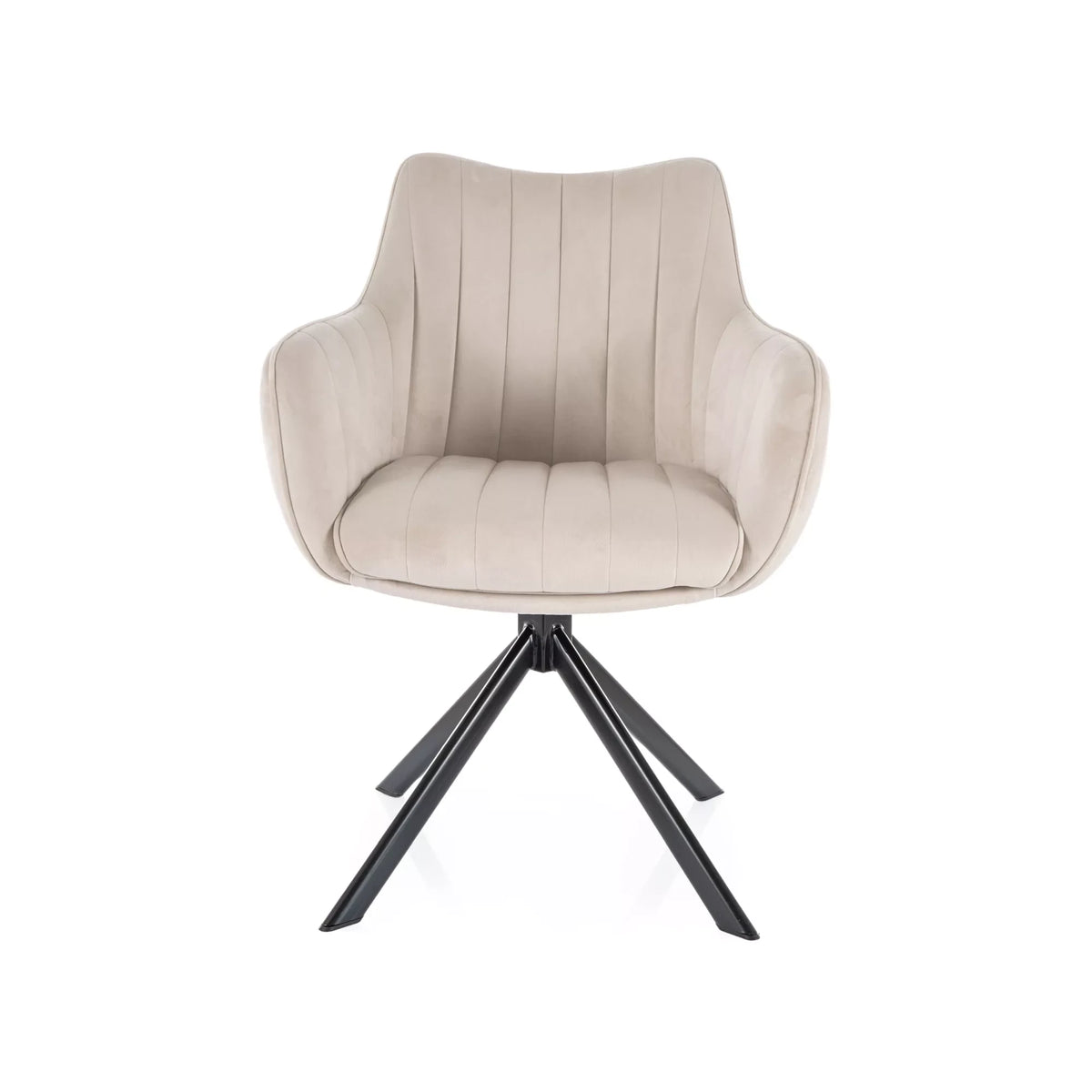Scaun living rotativ AZALIA, bej deschis/negru, stofa catifelata/metal, 61x58x86 cm