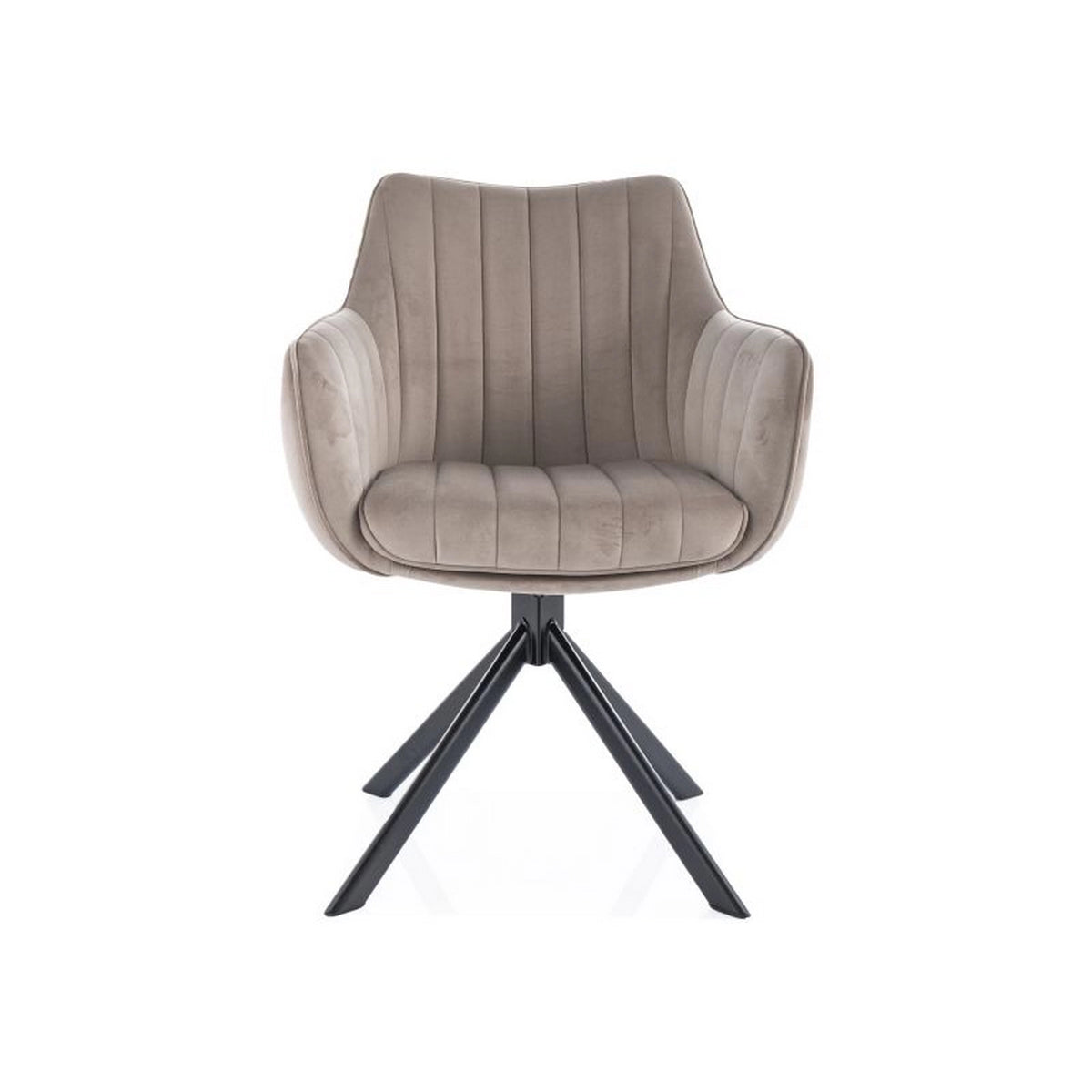 Scaun living rotativ AZALIA, bej inchis/negru, stofa catifelata/metal, 61x44x86 cm