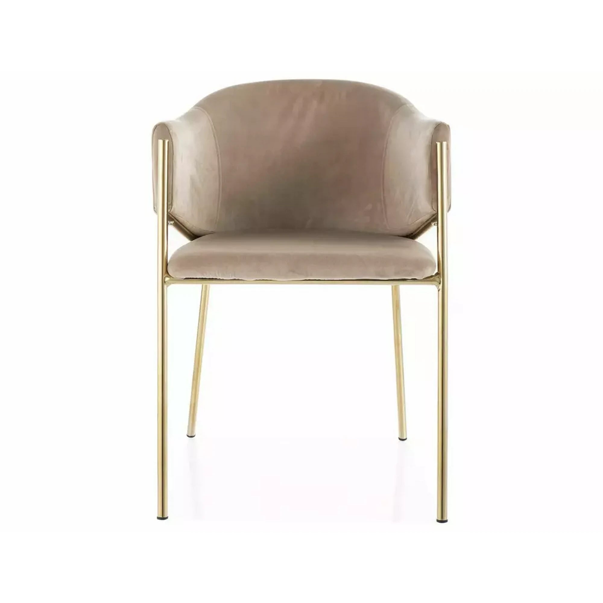 Scaun de living modern BONO, bej/auriu, stofa catifelata/metal, 55x44x77 cm