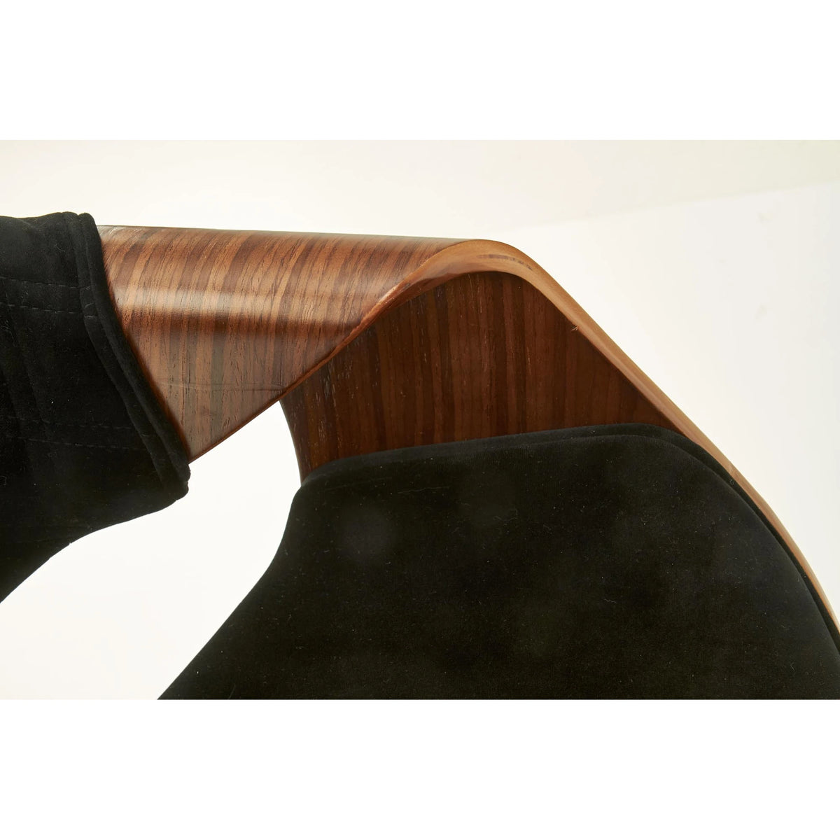 Scaun modern dining K396, negru/nuc, stofa catifelata/placaj, 56x55x77 cm