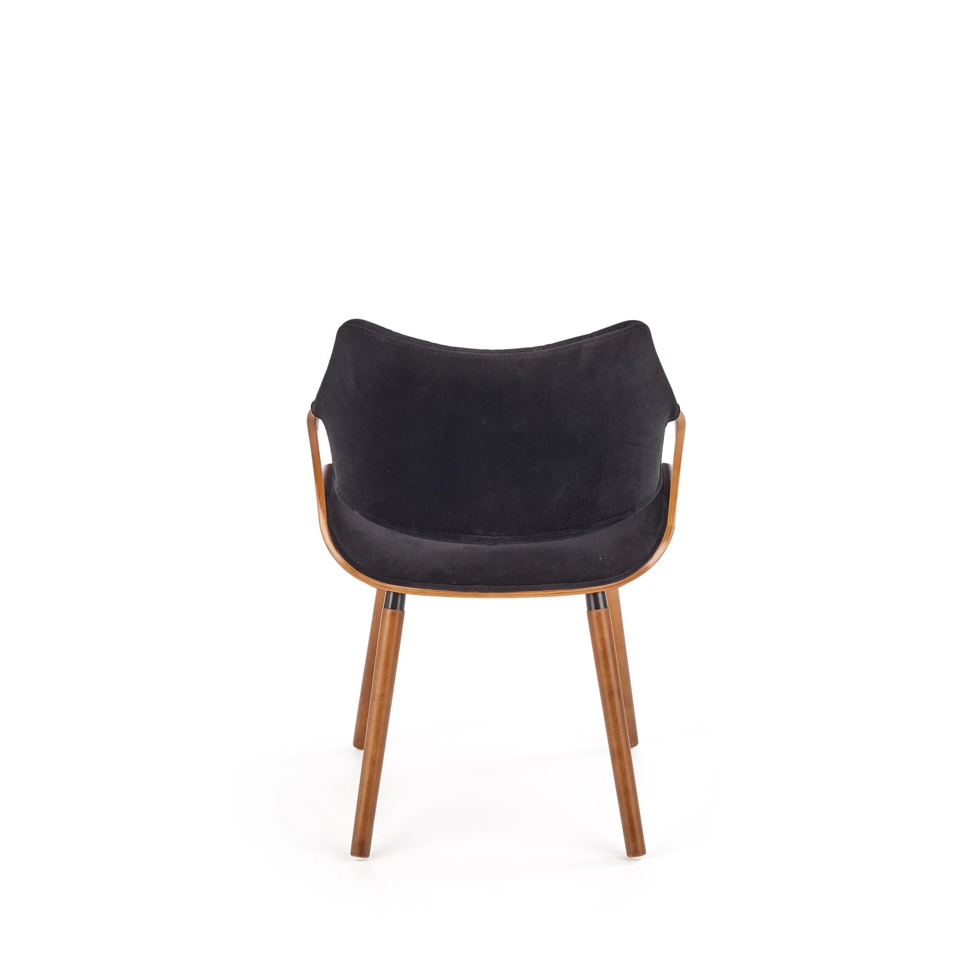 Scaun modern dining K396, negru/nuc, stofa catifelata/placaj, 56x55x77 cm