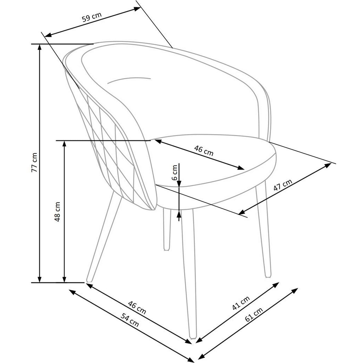 Scaun living galben K430, stofa catifelata/metal, 51x54x77 cm