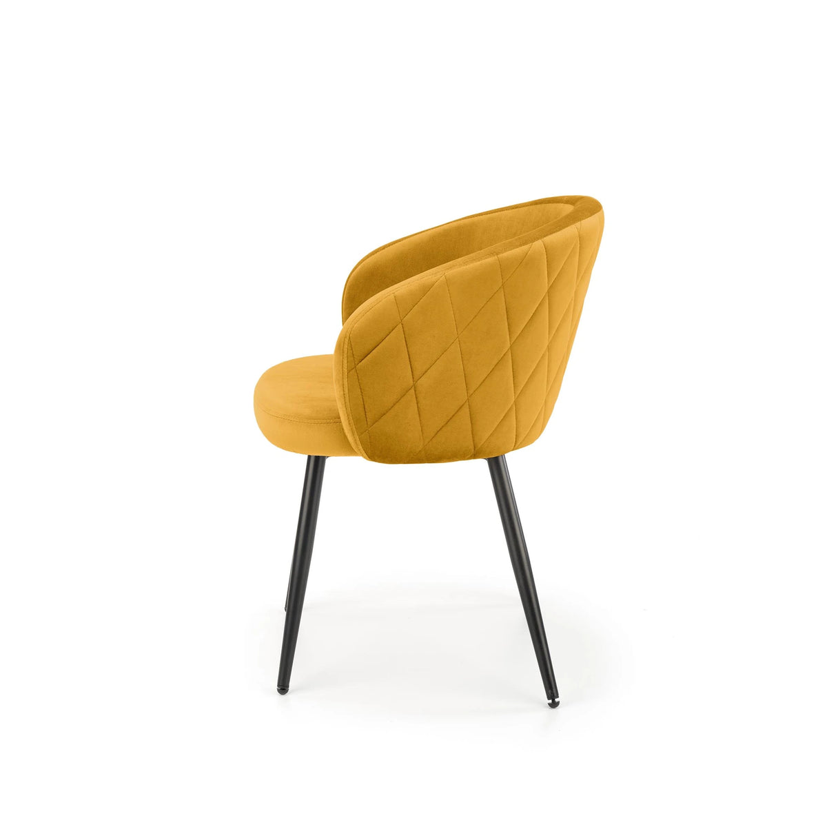 Scaun living galben K430, stofa catifelata/metal, 51x54x77 cm