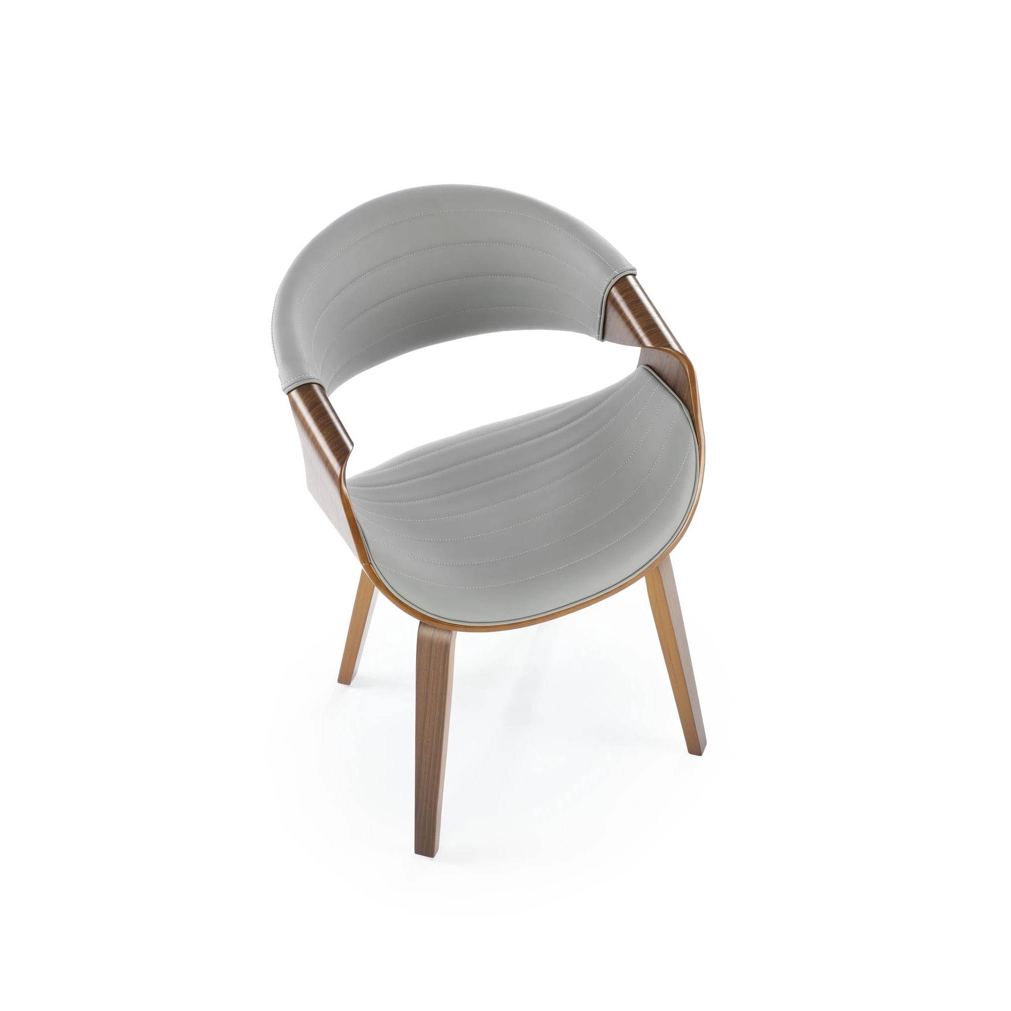 Scaun picioare lemn K544, gri/nuc, piele ecologica/placaj, 55x55x77 cm