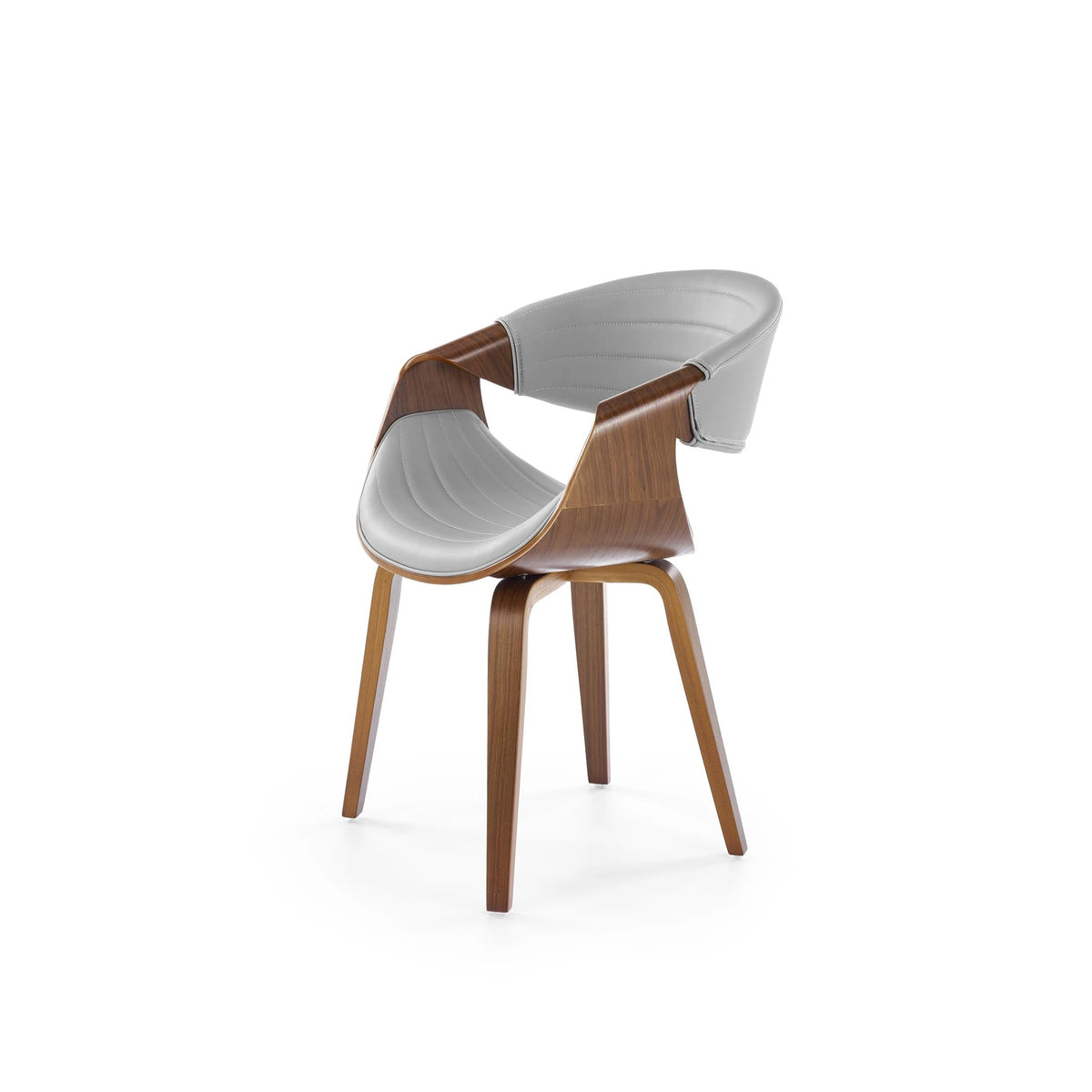Scaun picioare lemn K544, gri/nuc, piele ecologica/placaj, 55x55x77 cm
