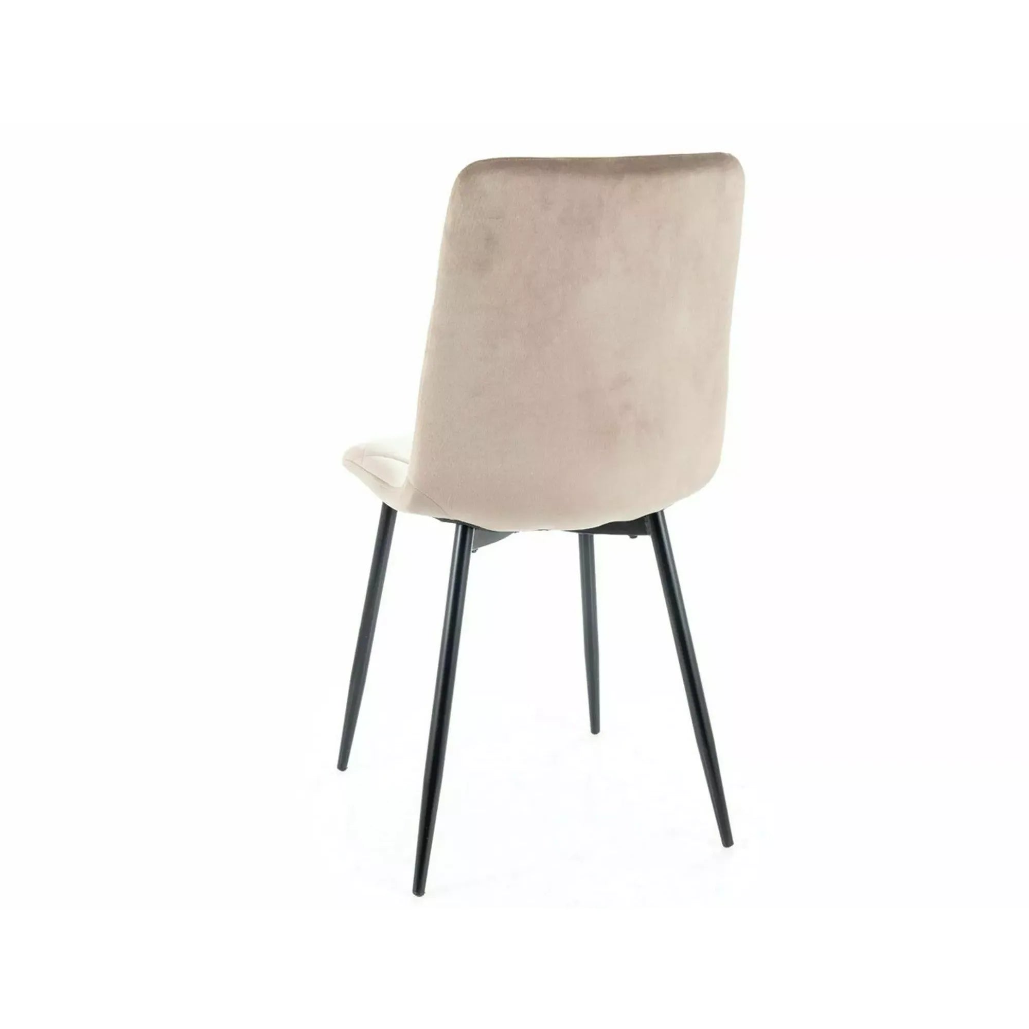 Scaun bucatarie cu spatar TOM, bej/negru, stofa catifelata/metal, 45x39x91 cm