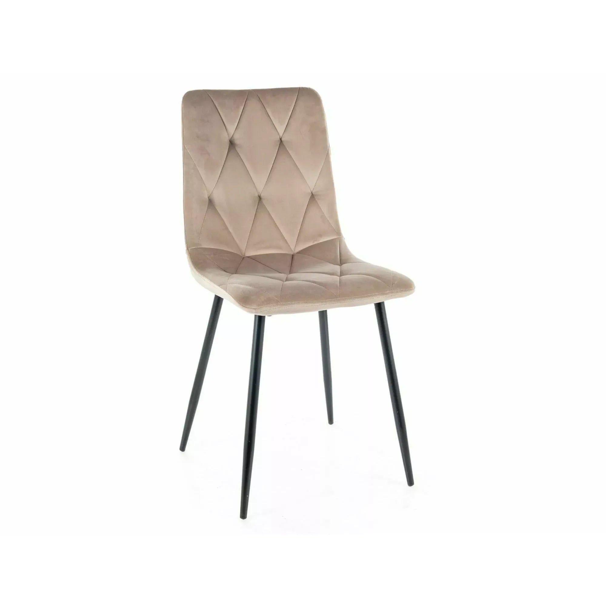 Scaun bucatarie cu spatar TOM, bej/negru, stofa catifelata/metal, 45x39x91 cm